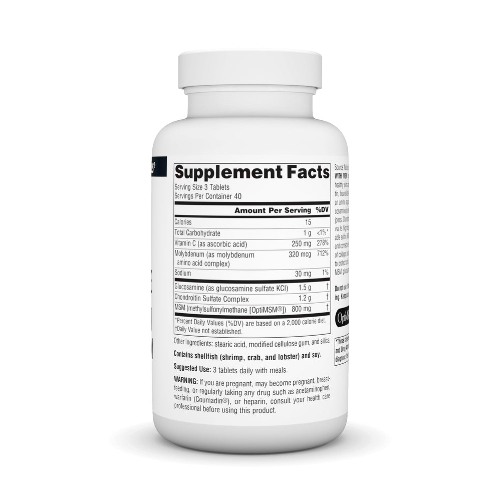 Close-up of product label detailing ingredients and 120-tablet count