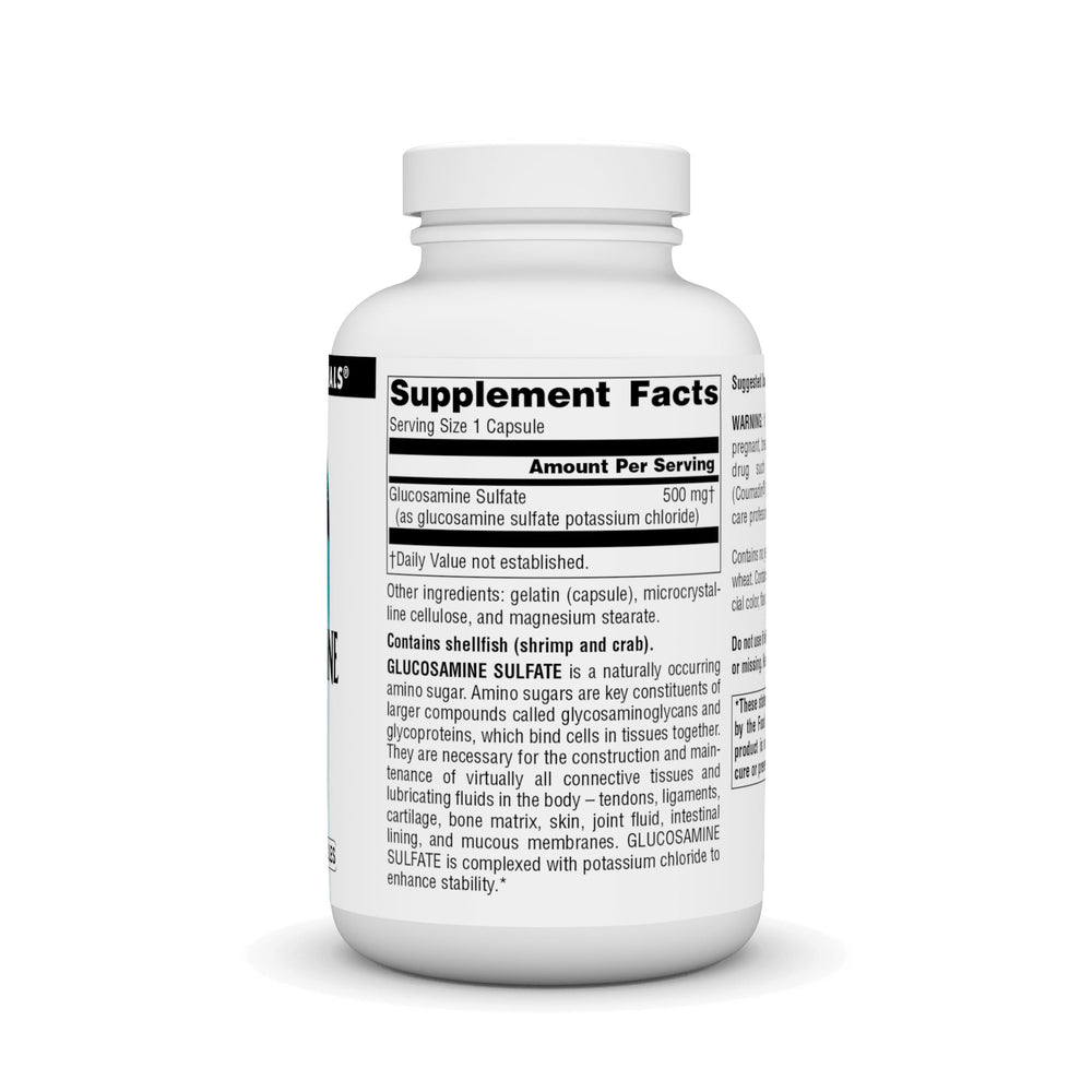 Glucosamine sulfate capsules on white background