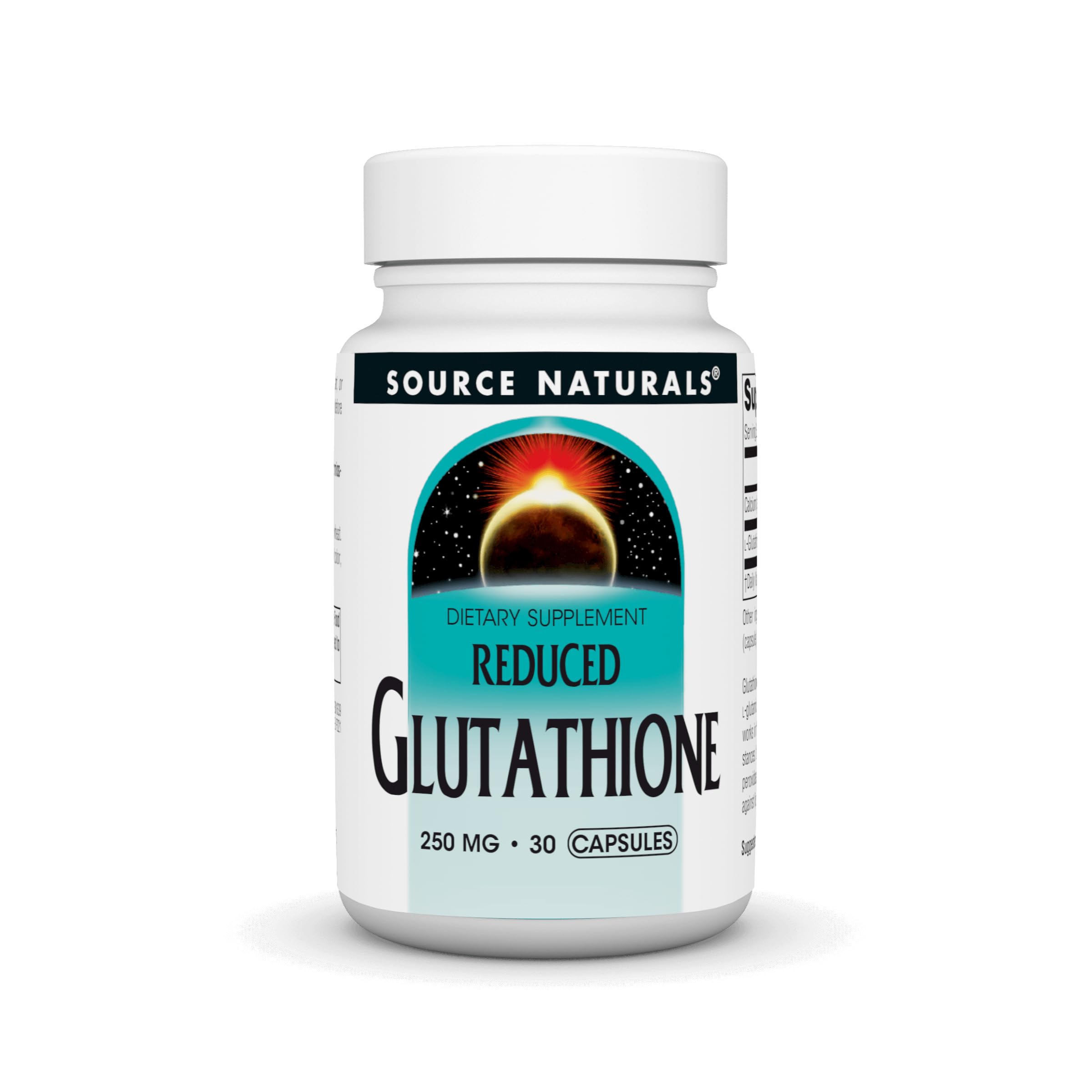 Source Naturals Glutathione 250mg bottle with 30 capsules label