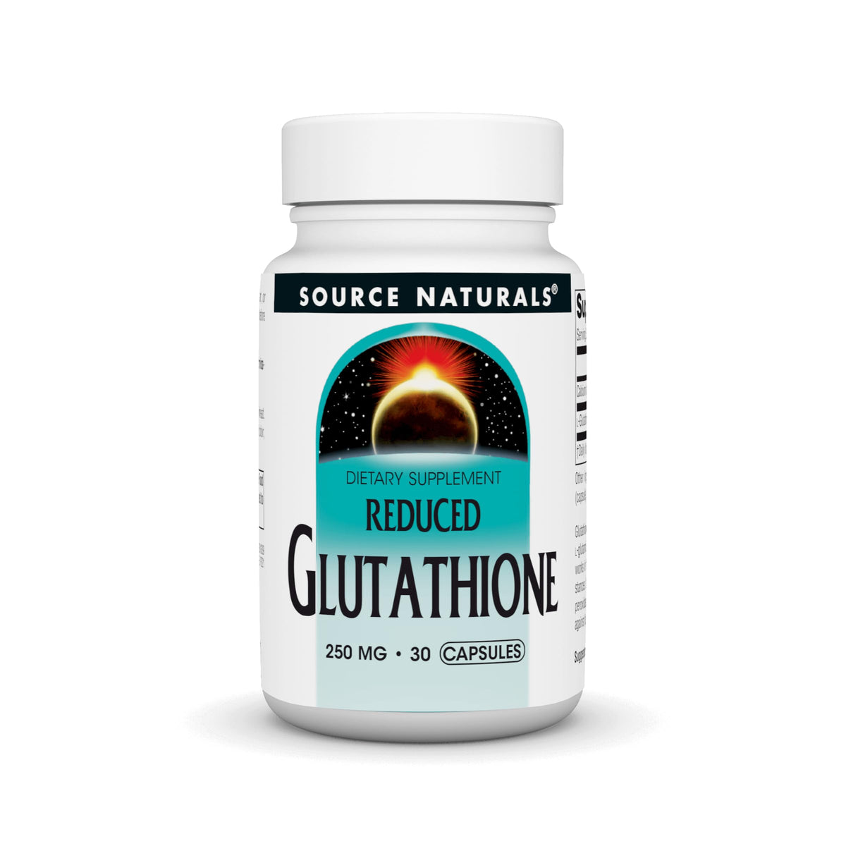 Source Naturals Glutathione 250mg bottle with 30 capsules label