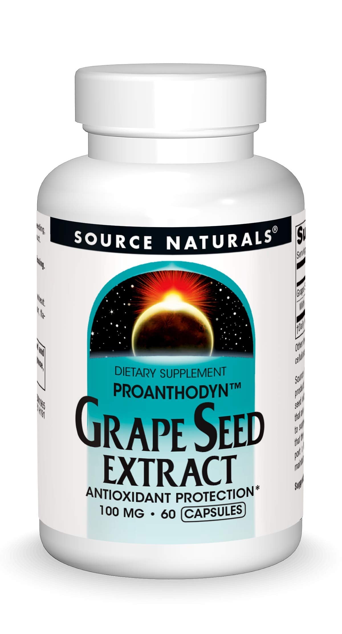 Bottle of Source Naturals Grape Seed Extract 100 mg, 60 capsules