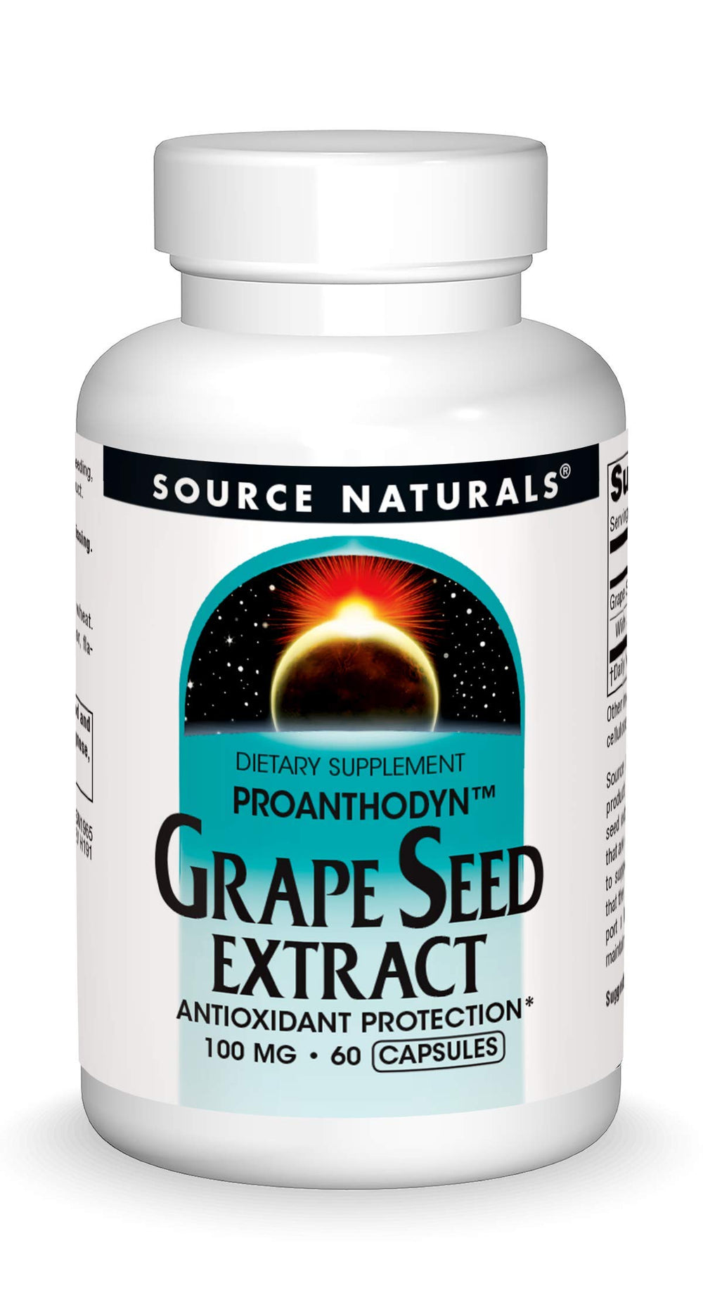 Bottle of Source Naturals Grape Seed Extract 100 mg, 60 capsules