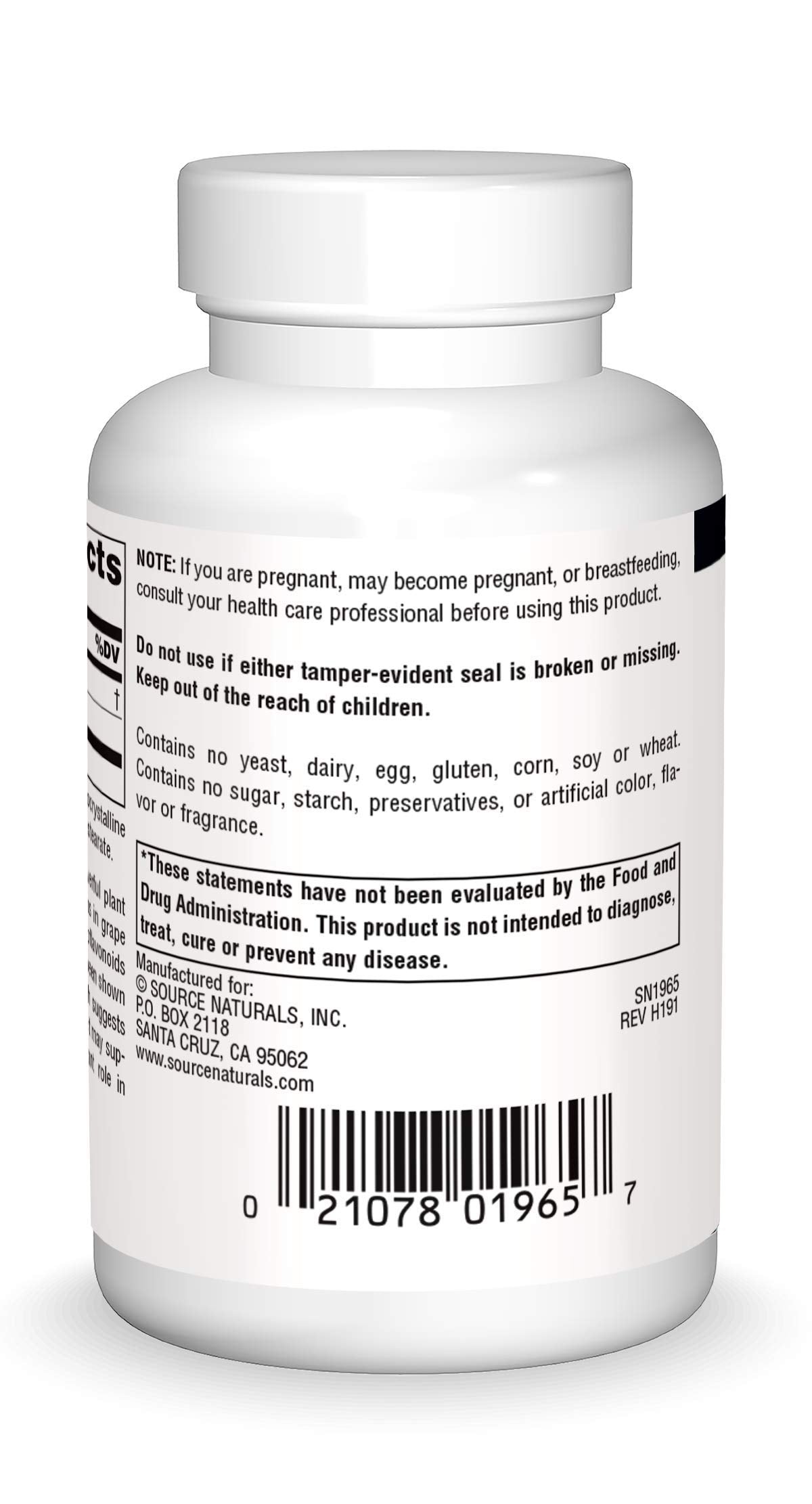 Close-up of Source Naturals Grape Seed Extract label