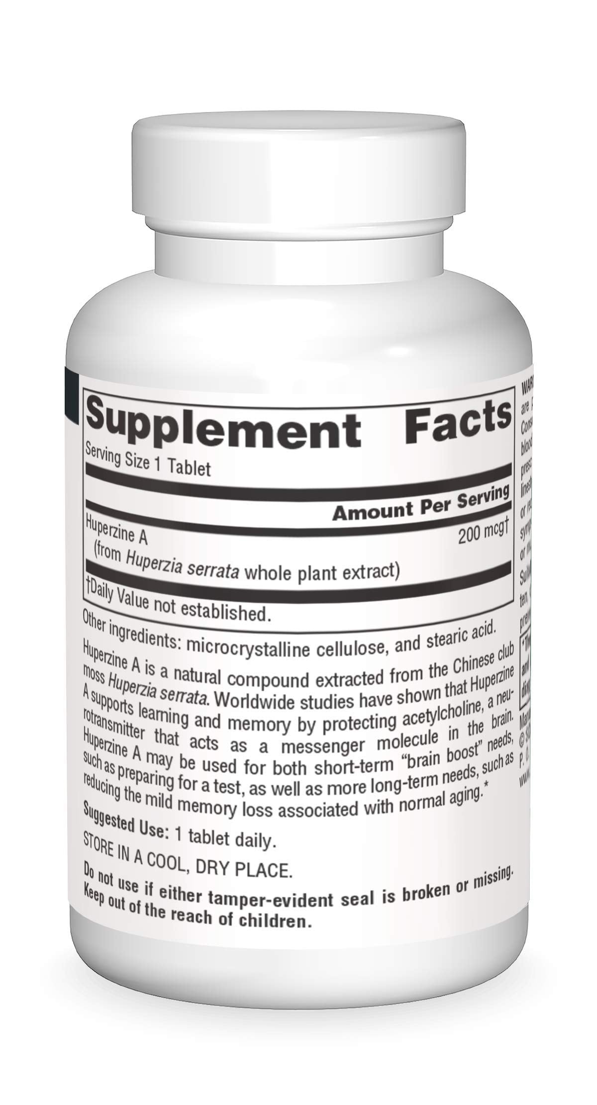 Label close-up showing ingredients for memory-support formula