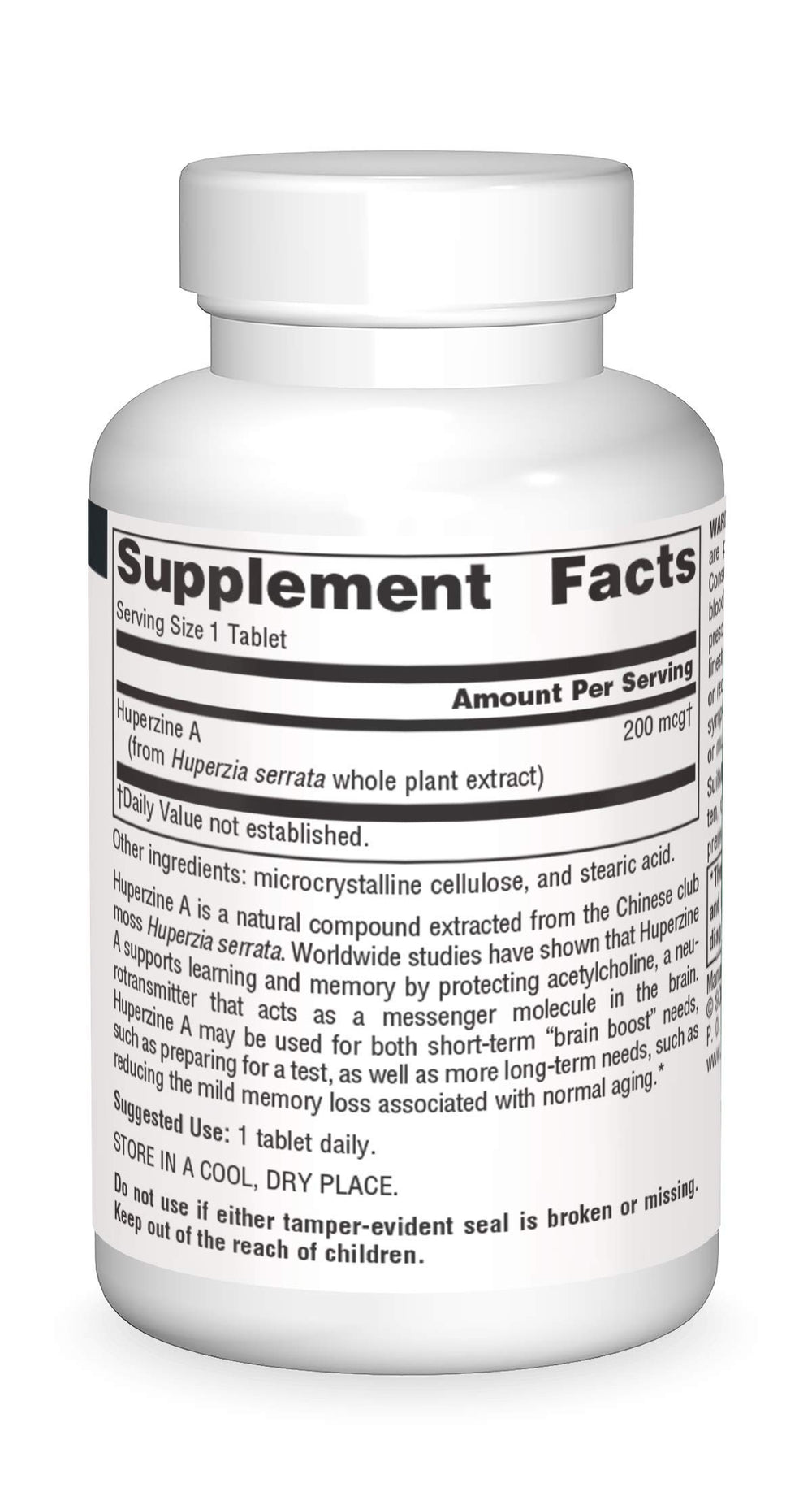 Label close-up showing ingredients for memory-support formula