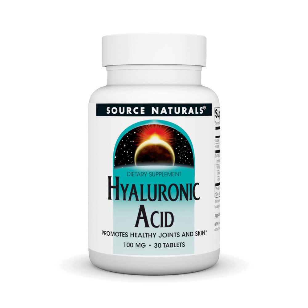 Source Naturals Hyaluronic Acid 100mg bottle on white background