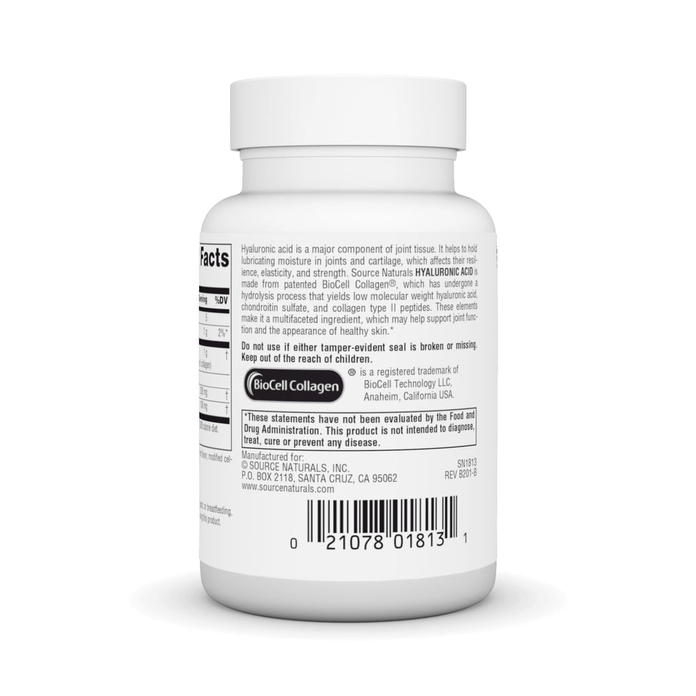 Hyaluronic Acid tablets in bottle