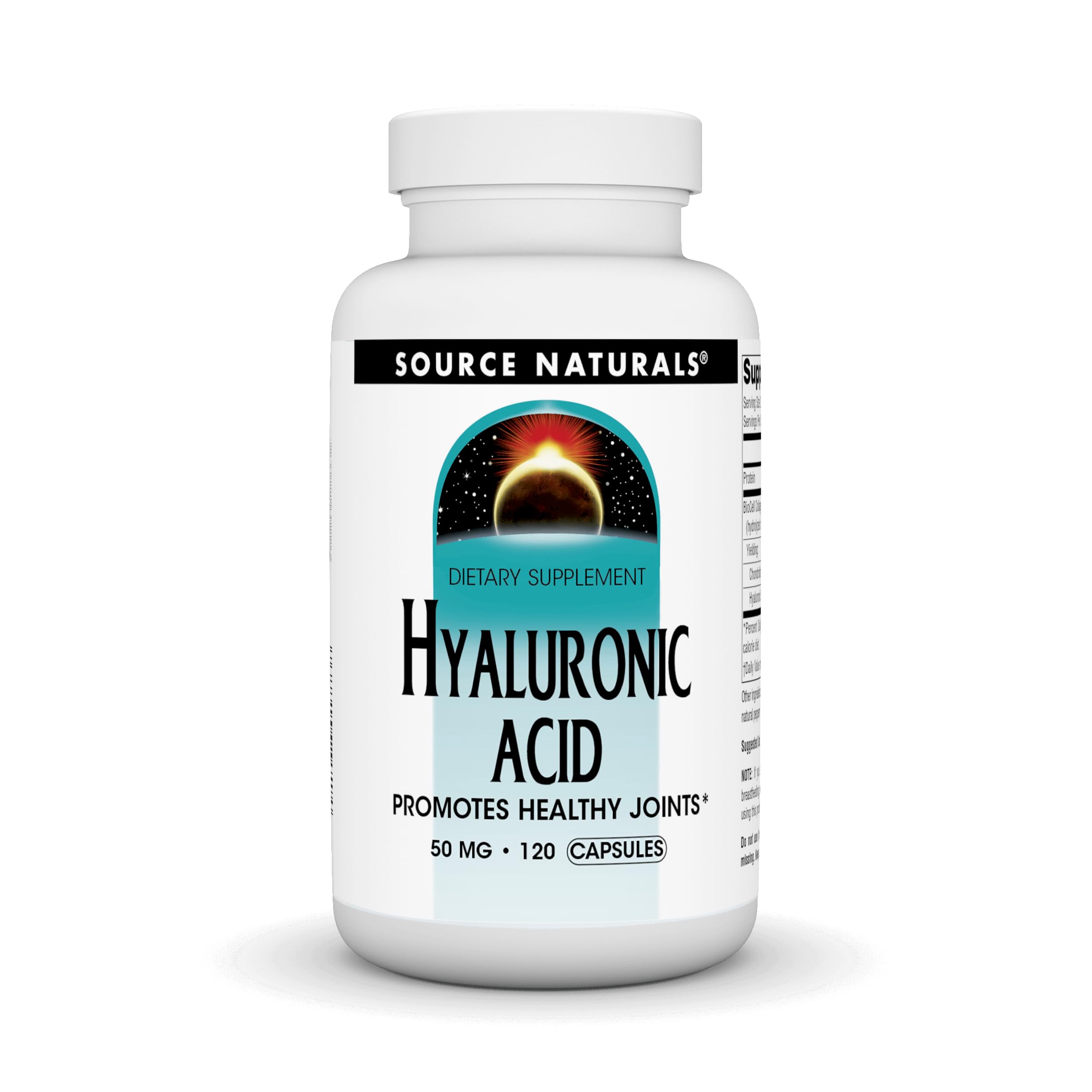 Bottle label for Source Naturals Hyaluronic Acid