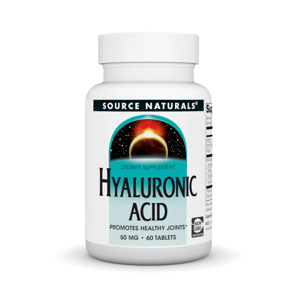 Bottle of Source Naturals Hyaluronic Acid 50mg with 60 tablets