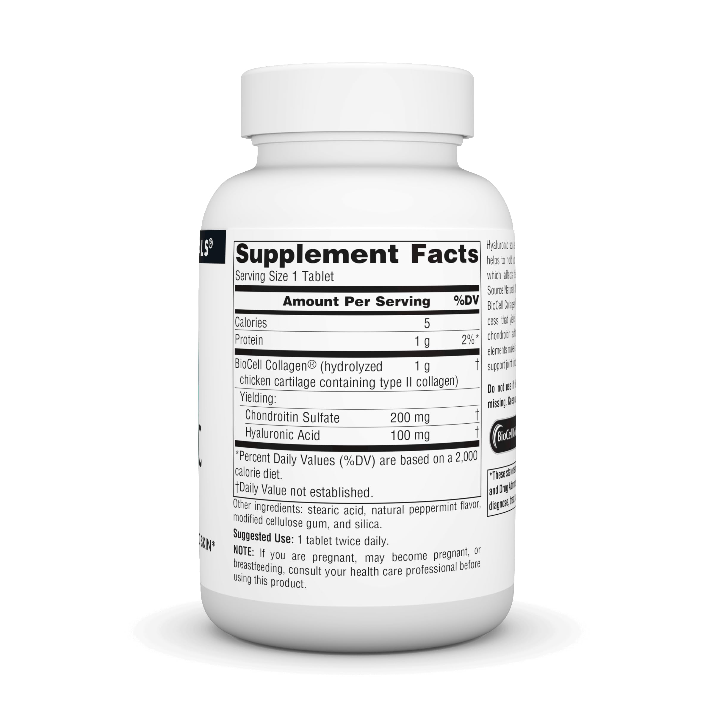 Product label showing BioCell Collagen and Hyaluronic Acid