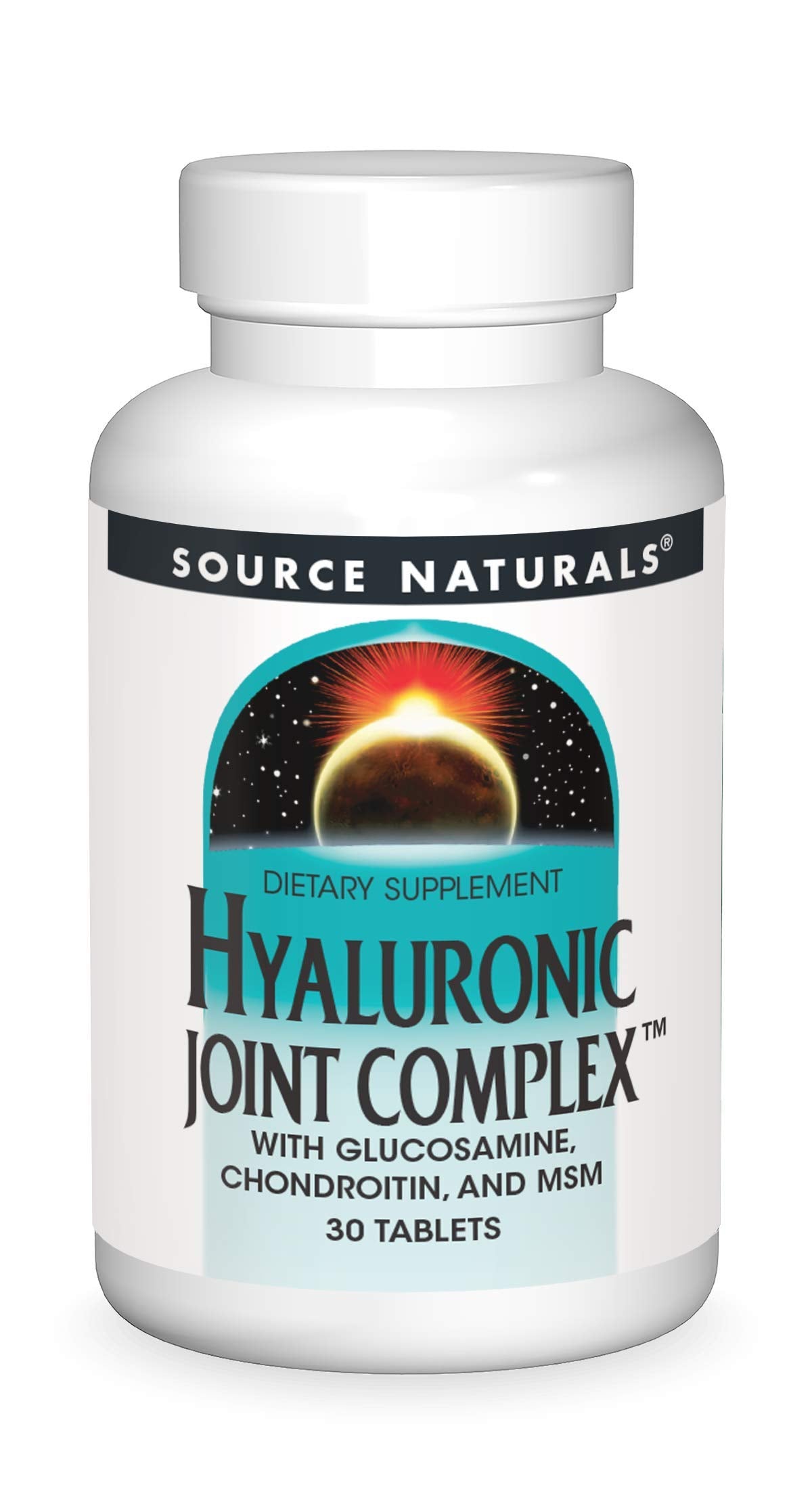 Source Naturals Hyaluronic Joint Complex bottle label with 30 tablets