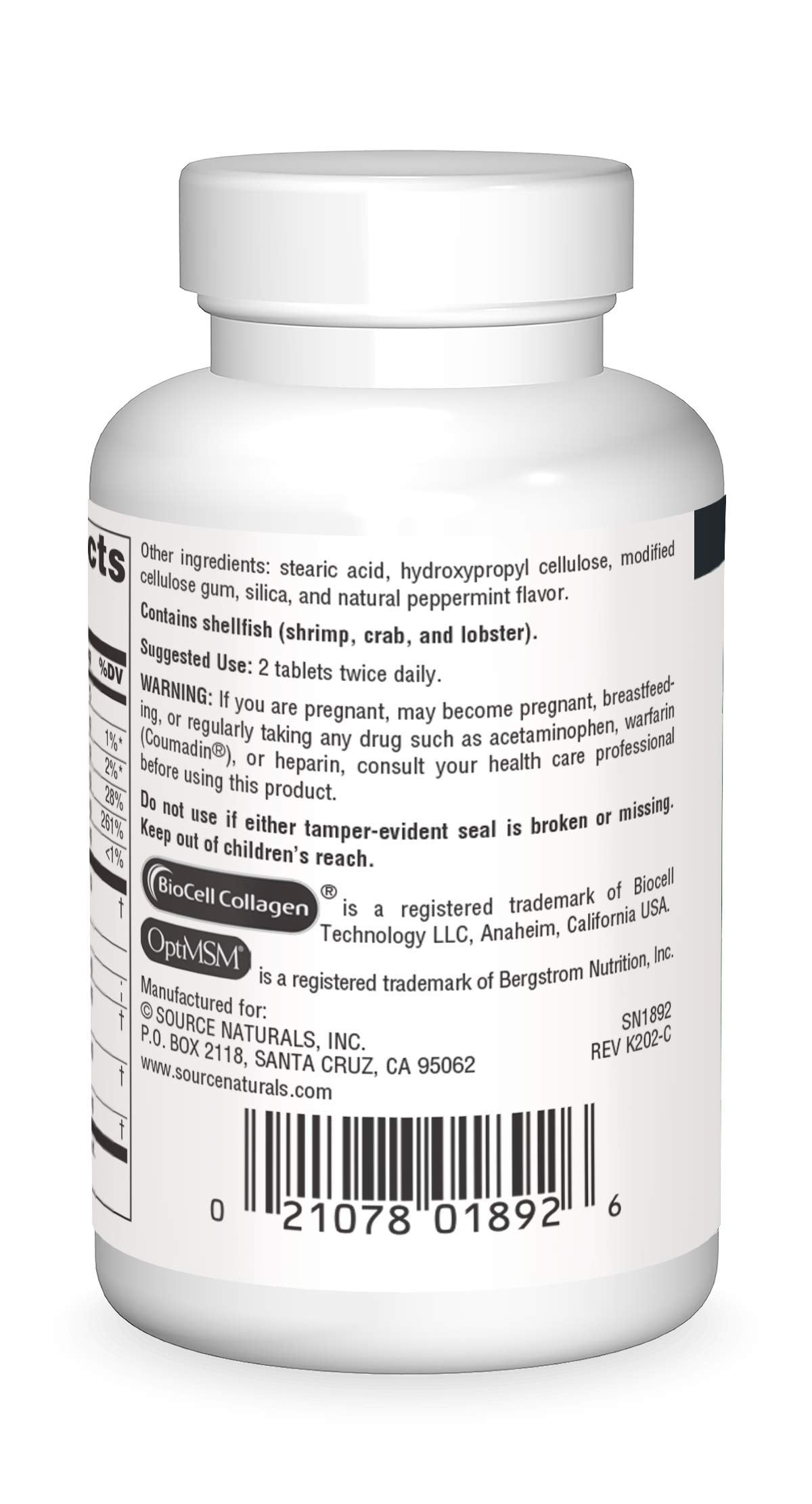 Close-up of Hyaluronic Joint Complex bottle label