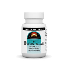 Source Naturals HydroxoCobalamin B-12 Cherry Lozenges bottle and box
