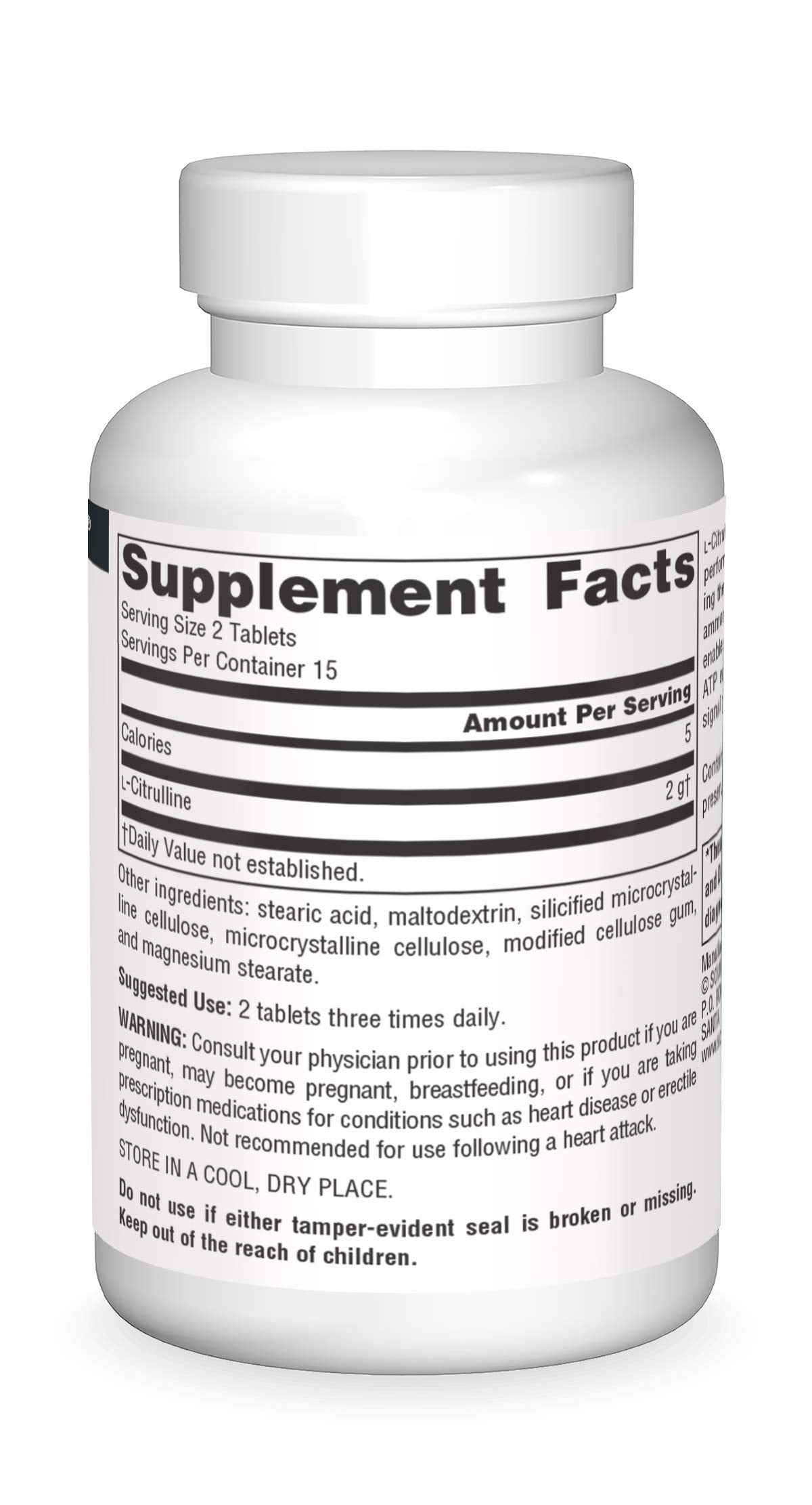 Close-up of Source Naturals L-Citrulline label