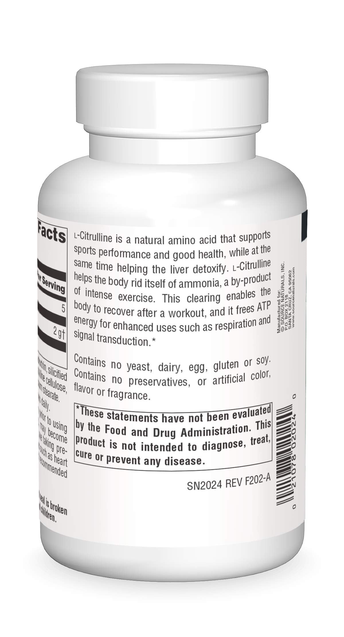 Source Naturals L-Citrulline tablets arranged for daily use and easy intake