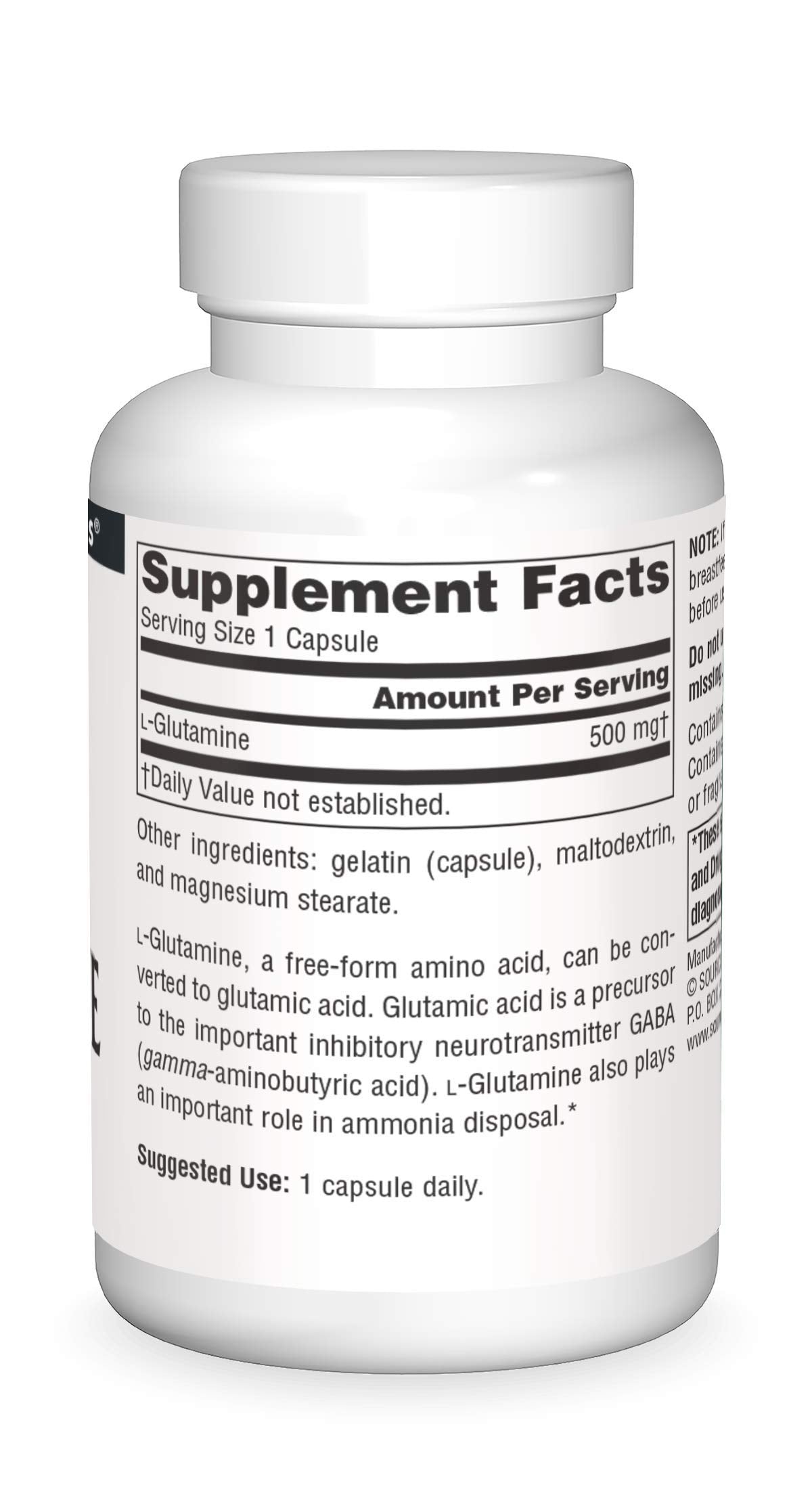 Close-up of L-Glutamine capsules