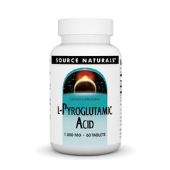 Bottle of Source Naturals L-Pyroglutamic Acid dietary supplement containing 60 tablets
