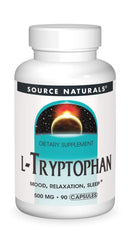 Bottle of Source Naturals L-Tryptophan 500 mg, 90 capsules