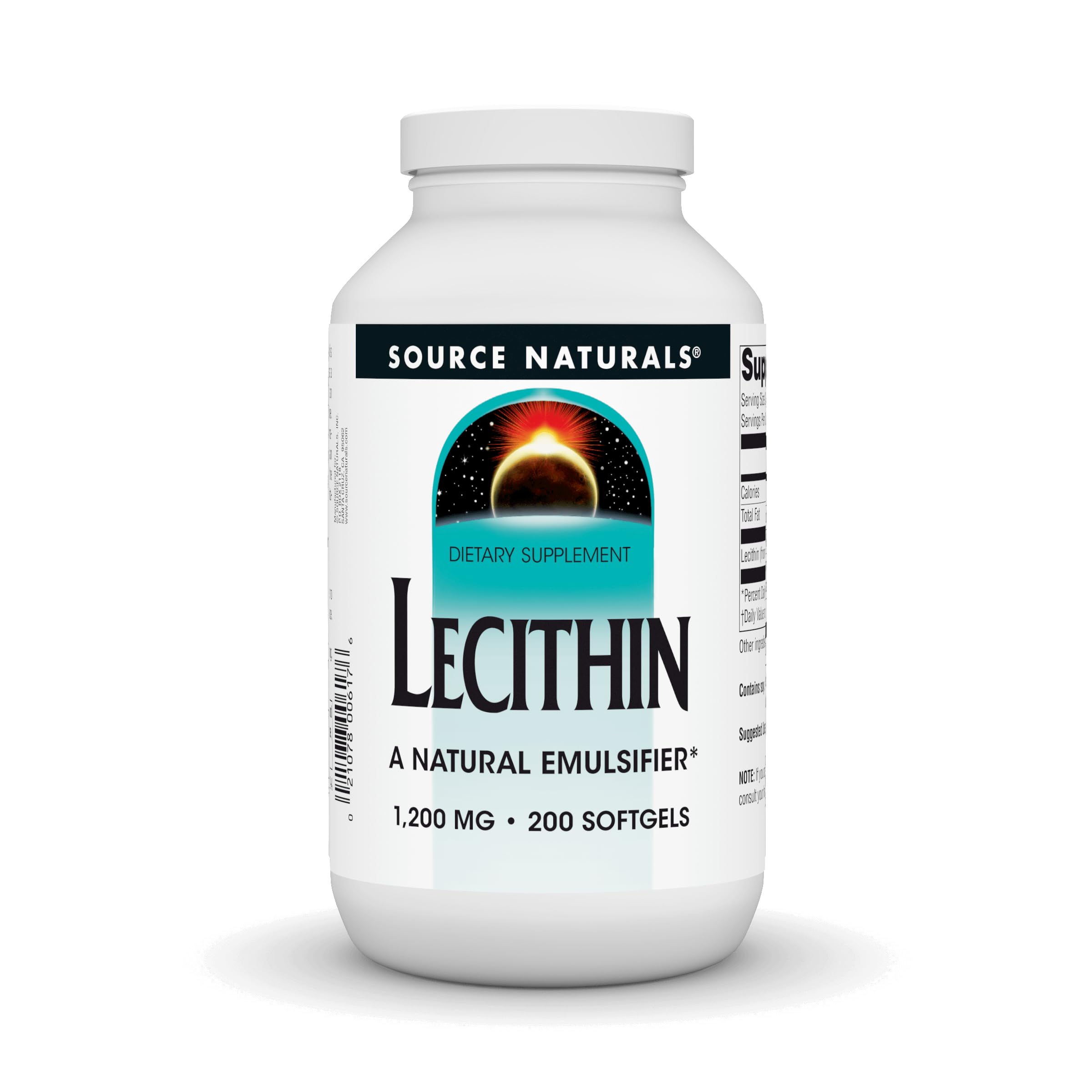 Front view of Source Naturals Lecithin 1200 mg bottle