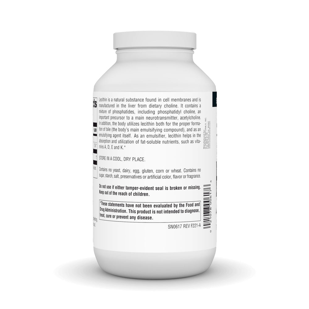 Label showing product name Lecithin 1200 mg and 200 softgels