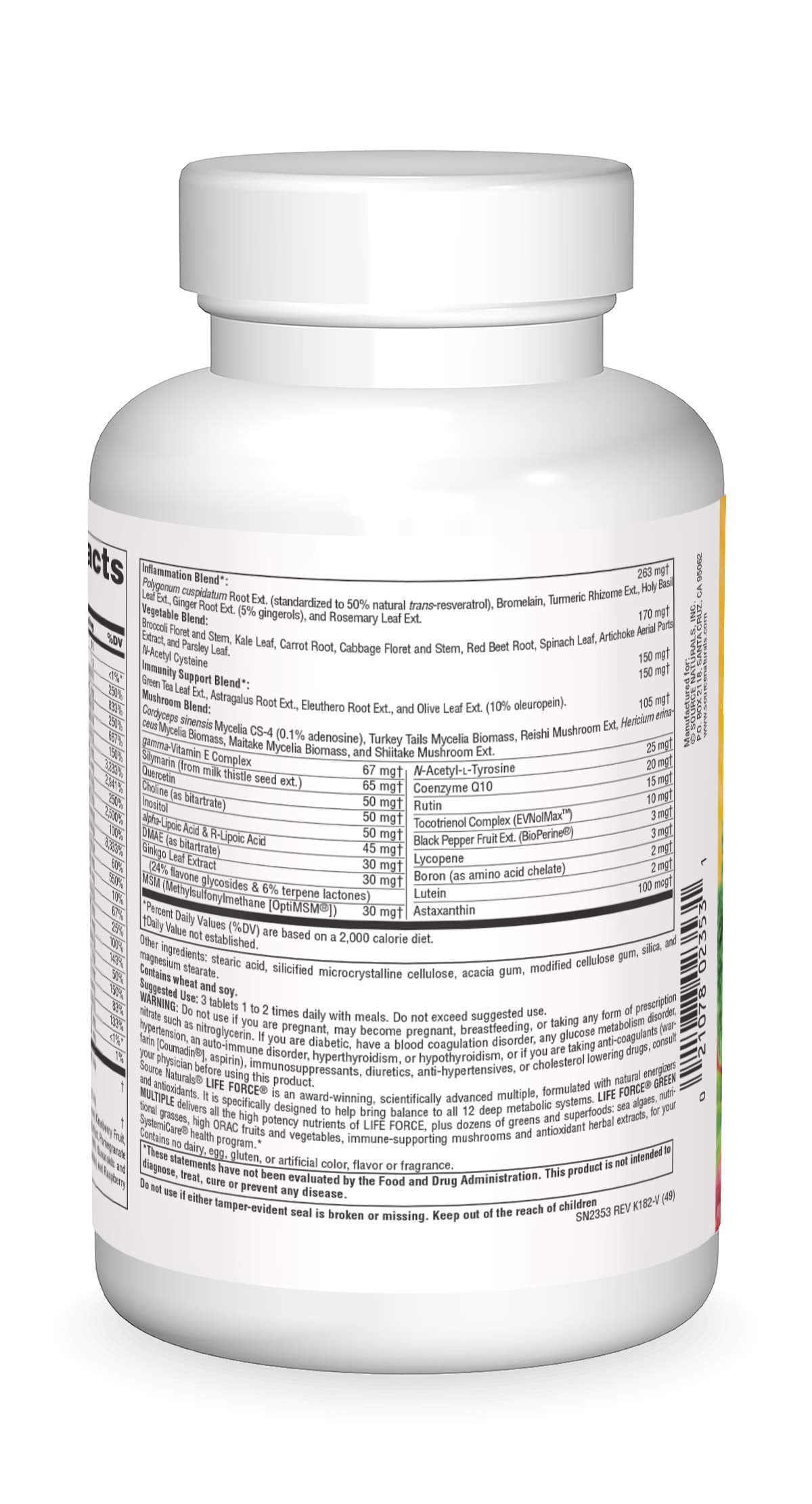 Close-up of Life Force Green Multiple tablets