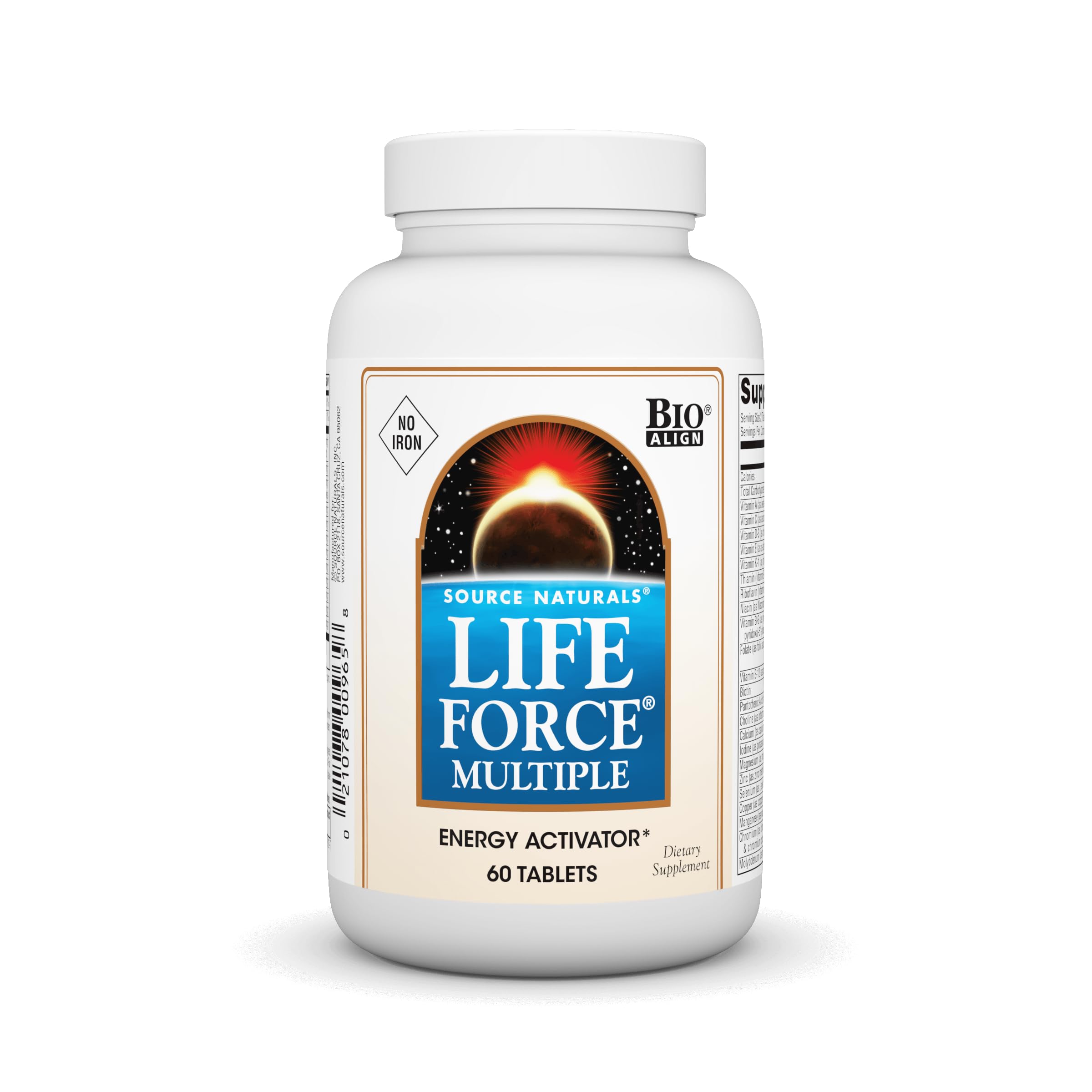 Bottle of Source Naturals Life Force Iron-Free Multivitamin with 60 tablets