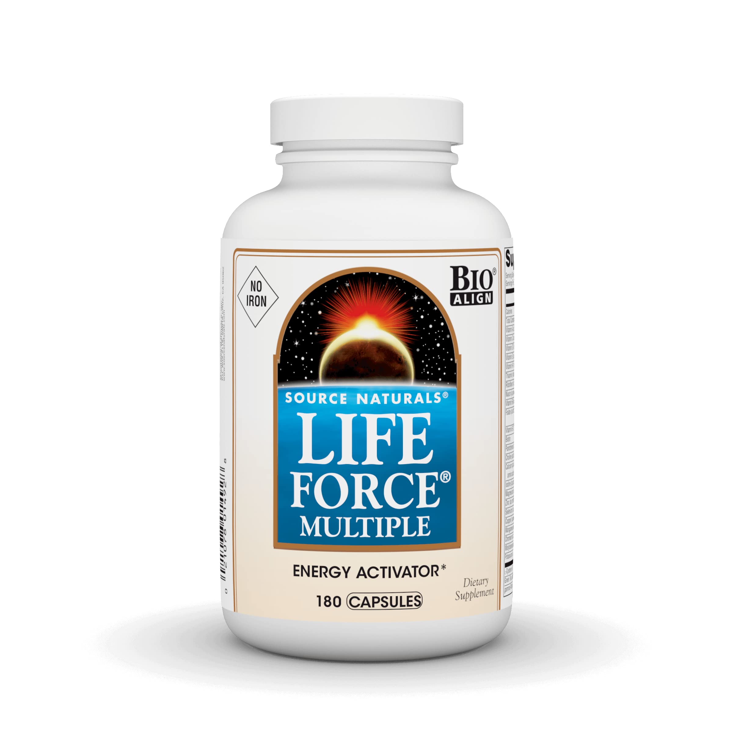 Bottle of Source Naturals Life Force Multiple iron-free 180 capsules