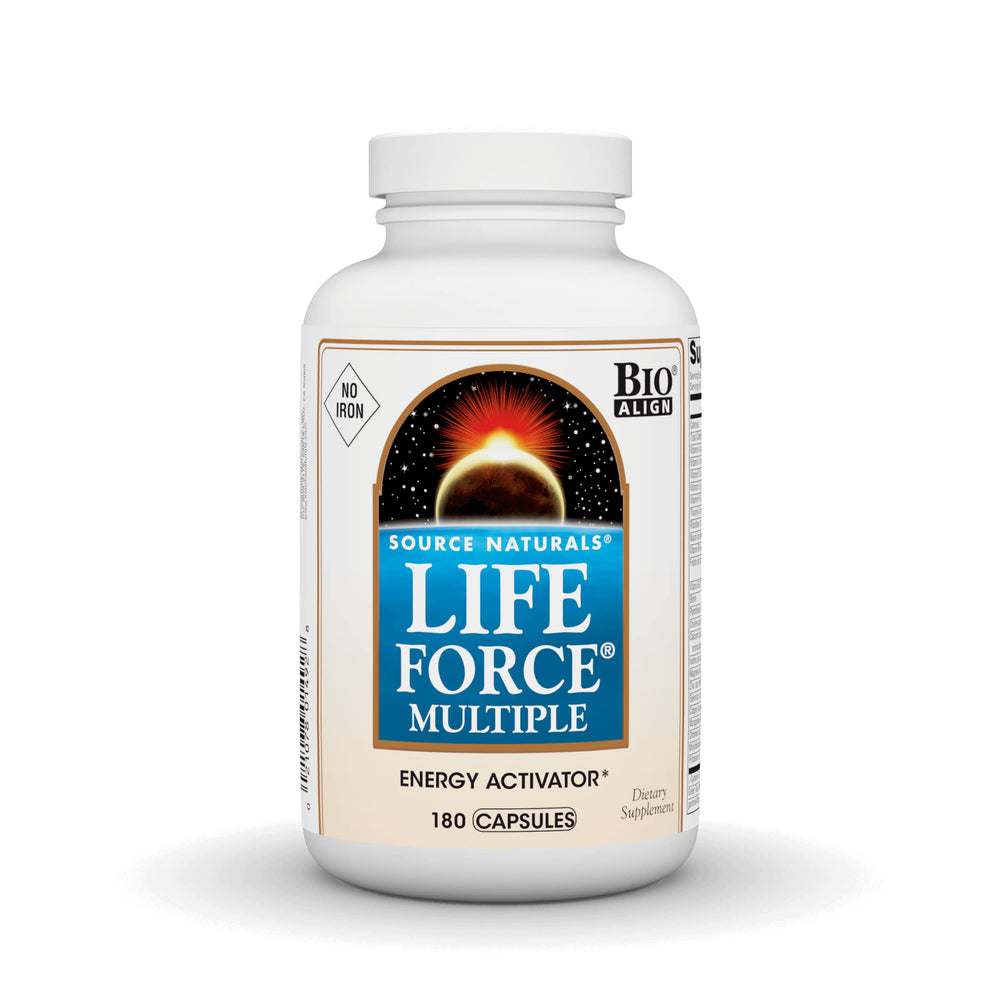 Bottle of Source Naturals Life Force Multiple iron-free 180 capsules