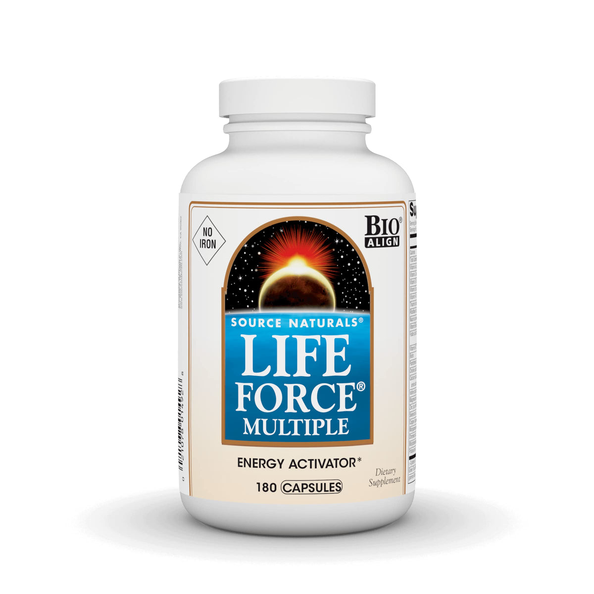 Bottle of Source Naturals Life Force Multiple iron-free 180 capsules
