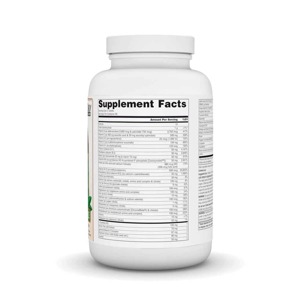 Life Force Vegan Multiple tablets arranged on white background