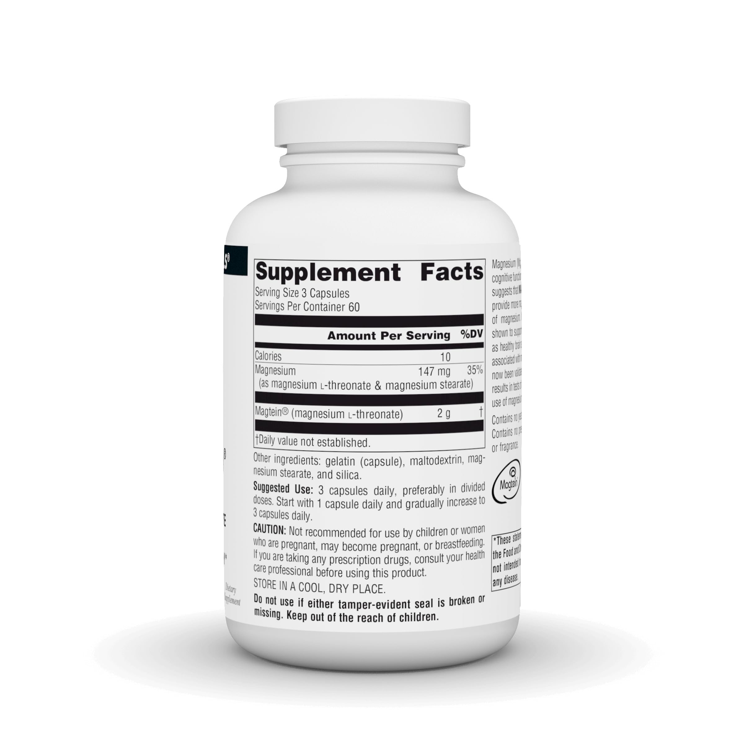 Close-up of Magtein bottle label