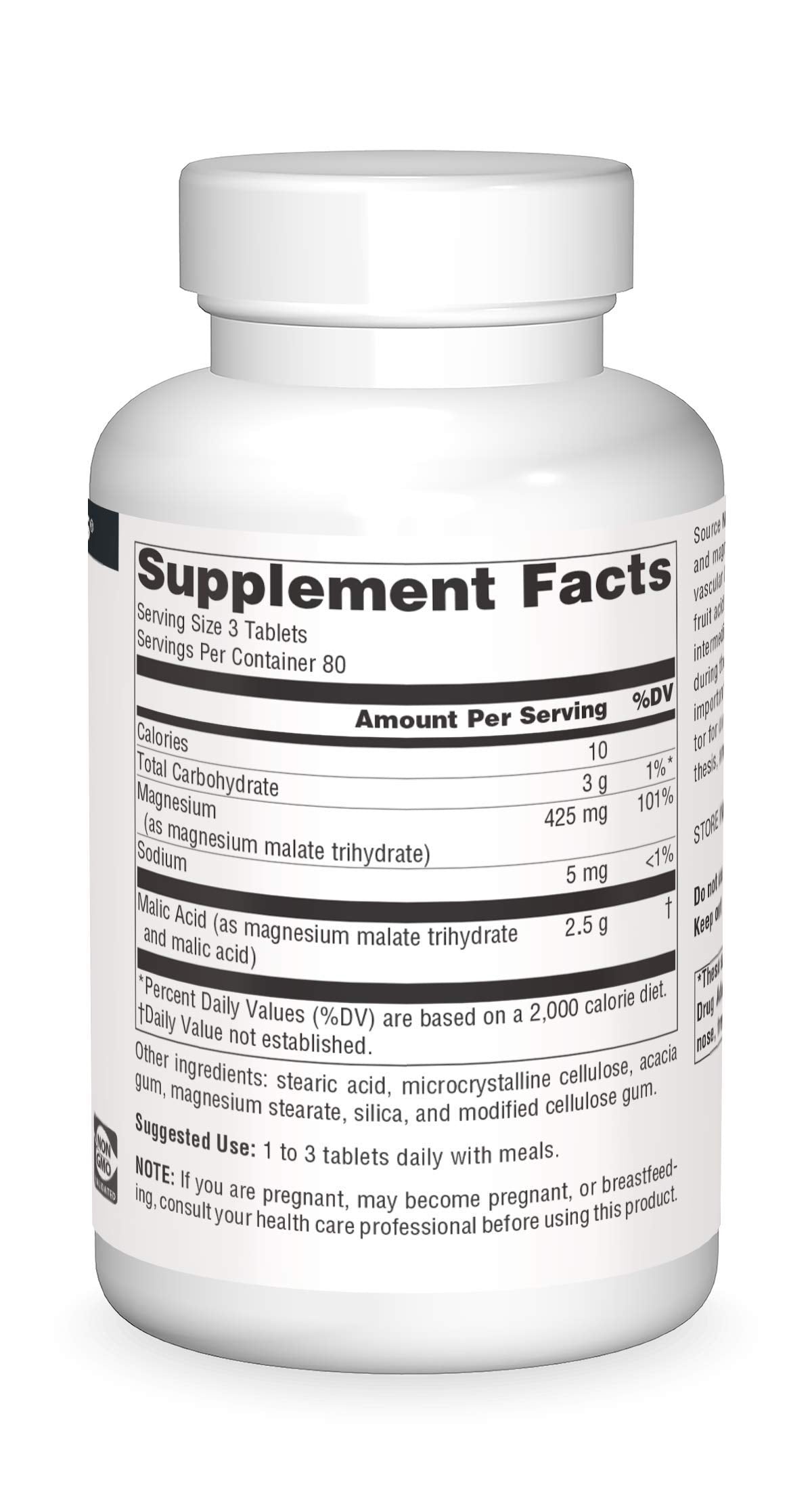 Source Naturals Malic Acid bottle on a white background