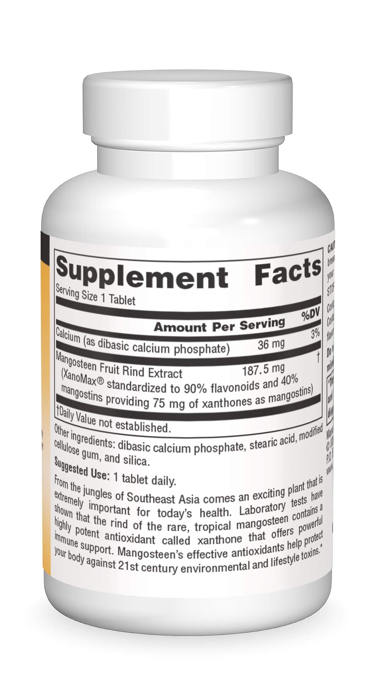 Mangosteen fruit and Source Naturals supplement bottle