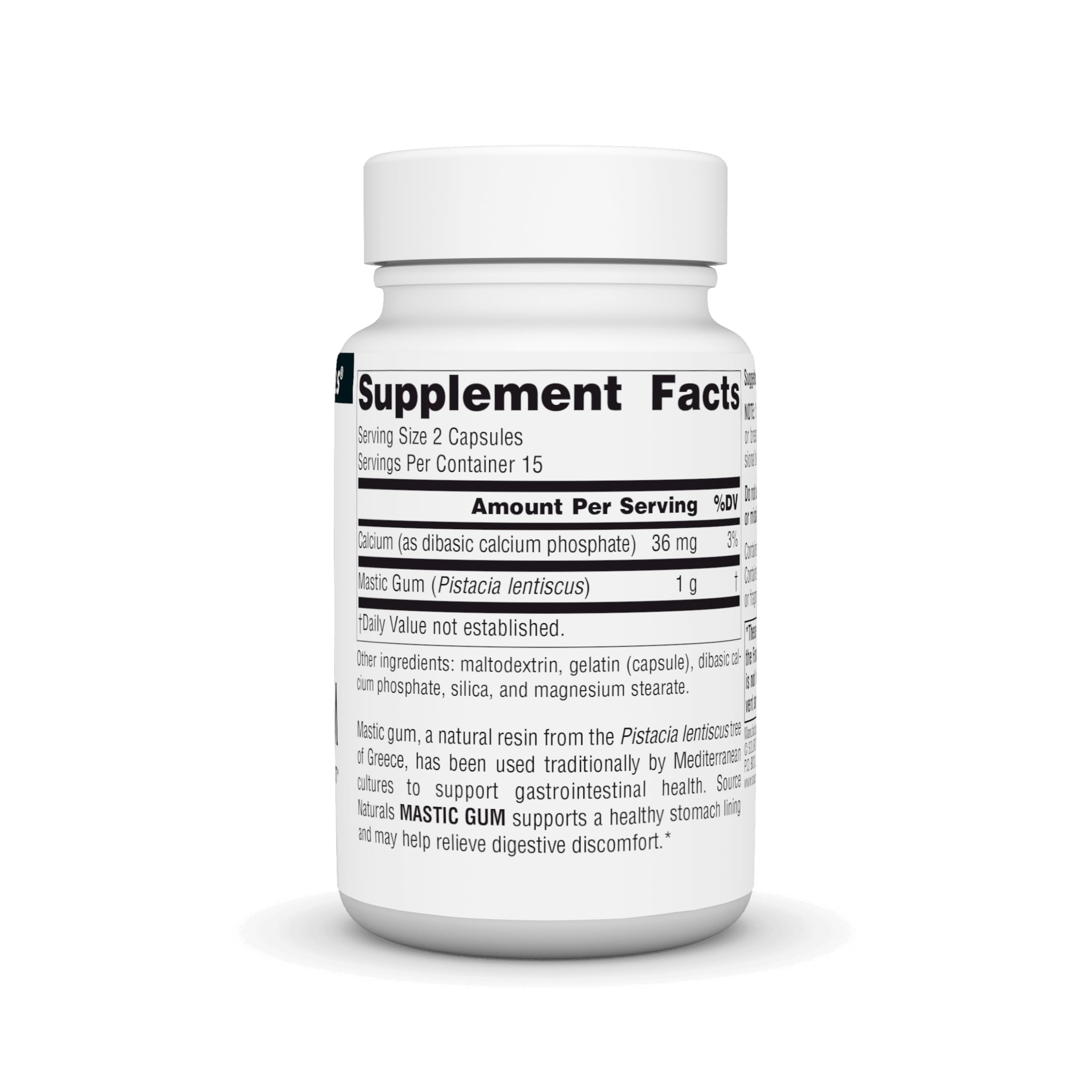 Product label for Source Naturals Mastic Gum Extract 500 mg