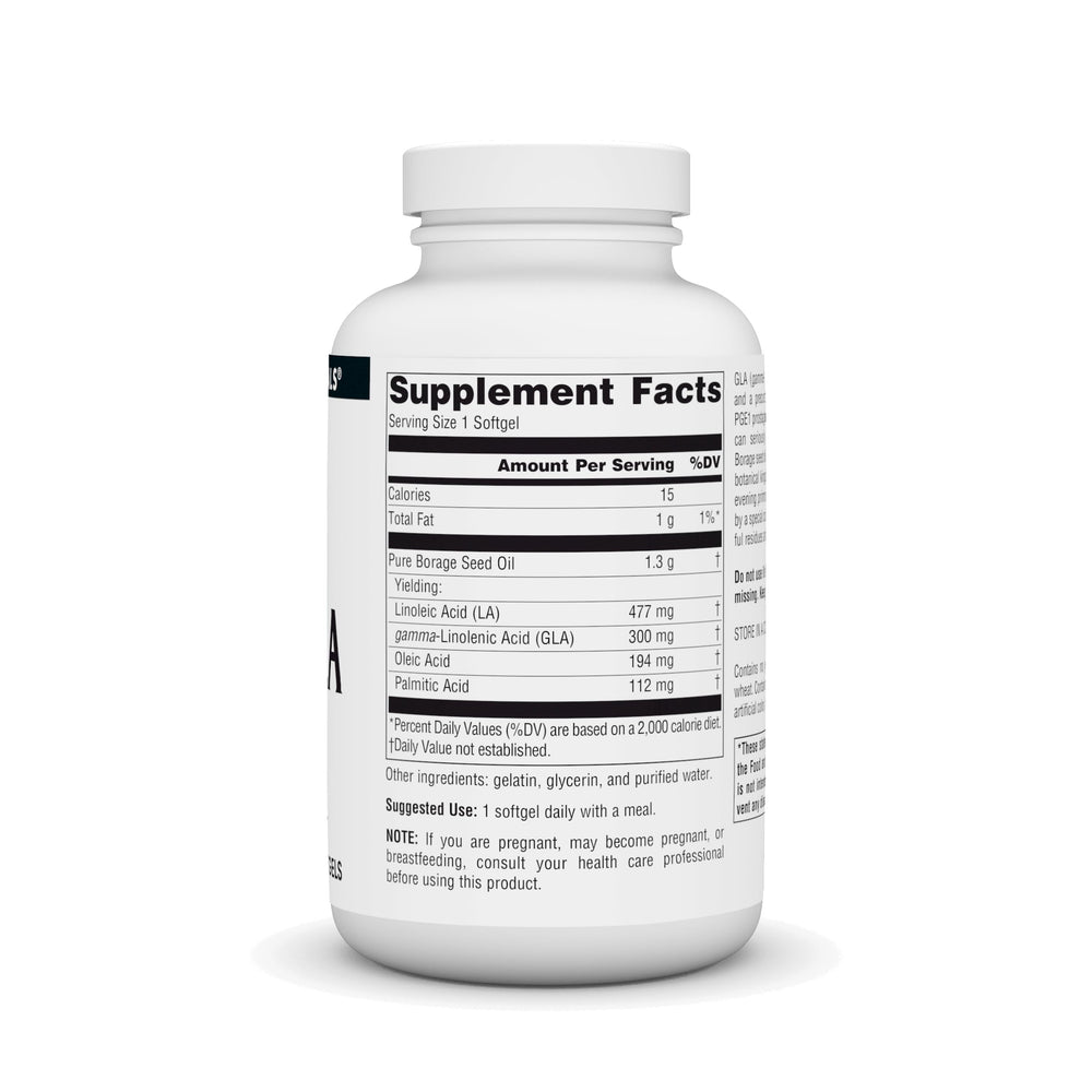 Close-up of Mega-GLA 300 label on bottle