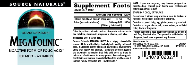 Vegetarian-friendly MegaFolinic tablets