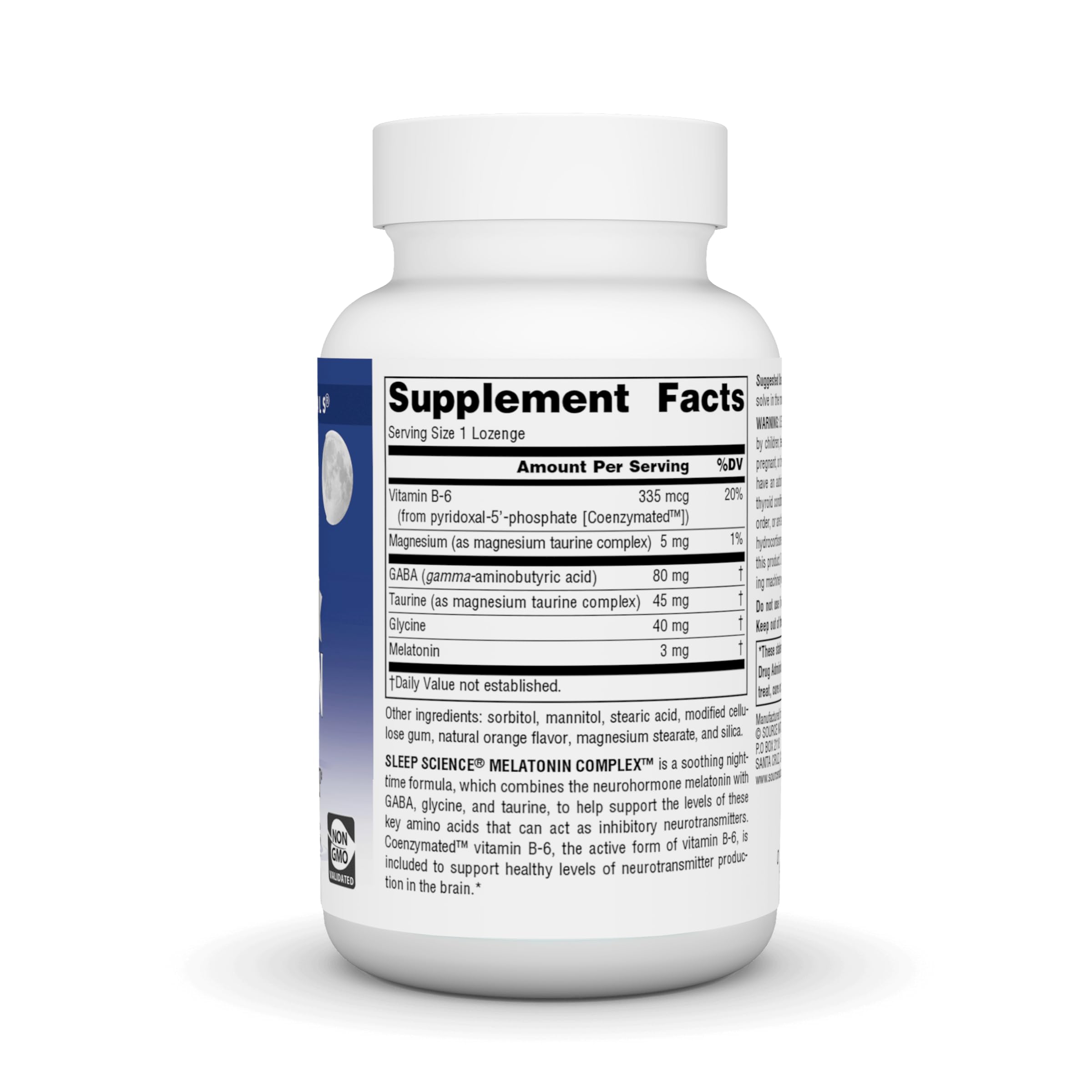 Side view of the bottle showing label details