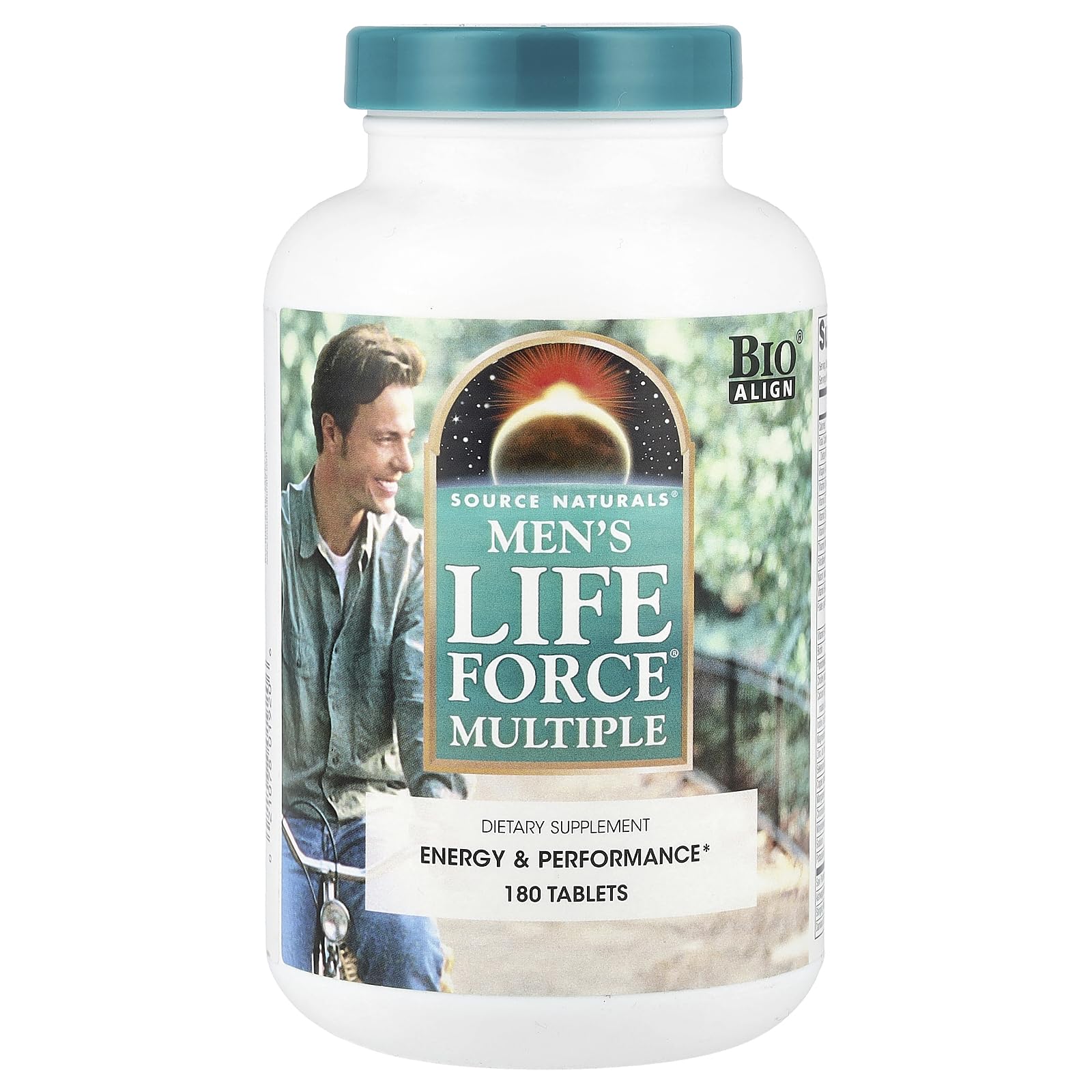 Source Naturals Men's Life Force multivitamin bottle and tablets