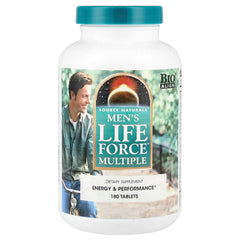Source Naturals Men's Life Force multivitamin bottle and tablets