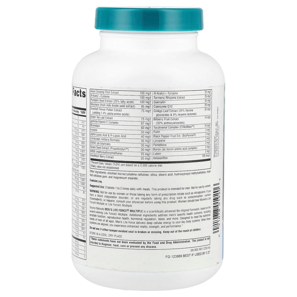 Assorted vitamins and minerals for men's health and immune support