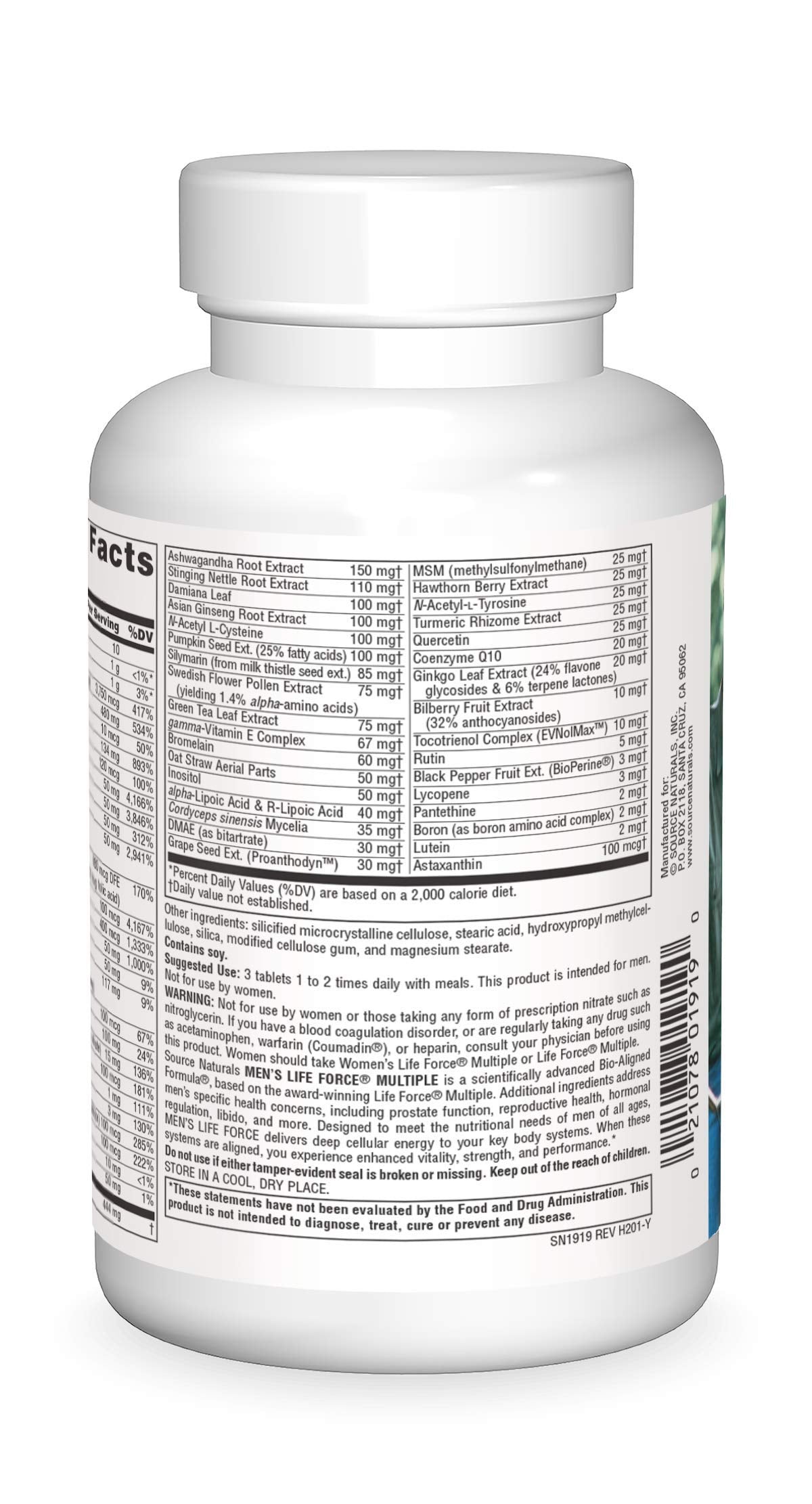 180-tablet bottle of Life Force Multivitamin