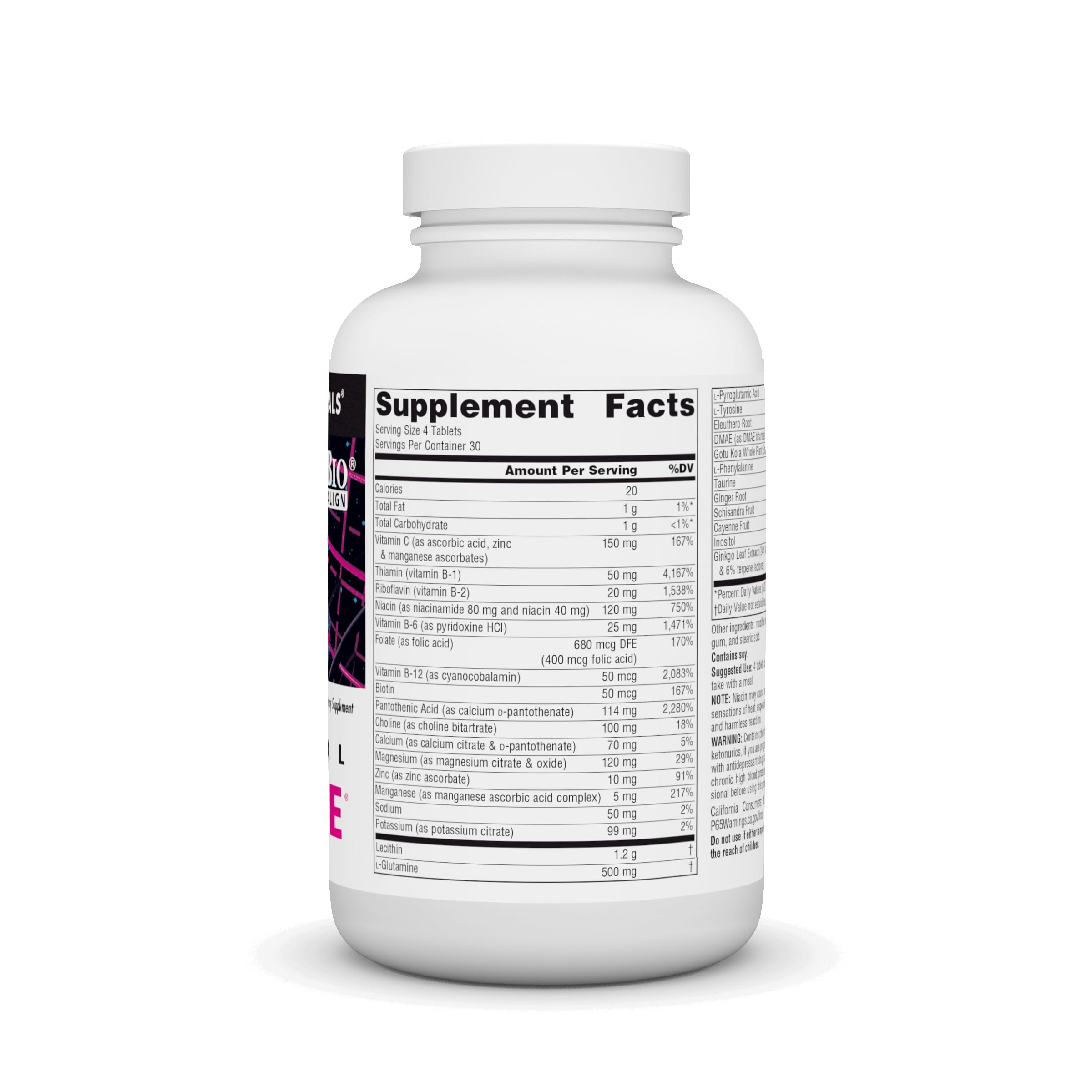 Source Naturals Mental Edge bottle back label with supplement facts