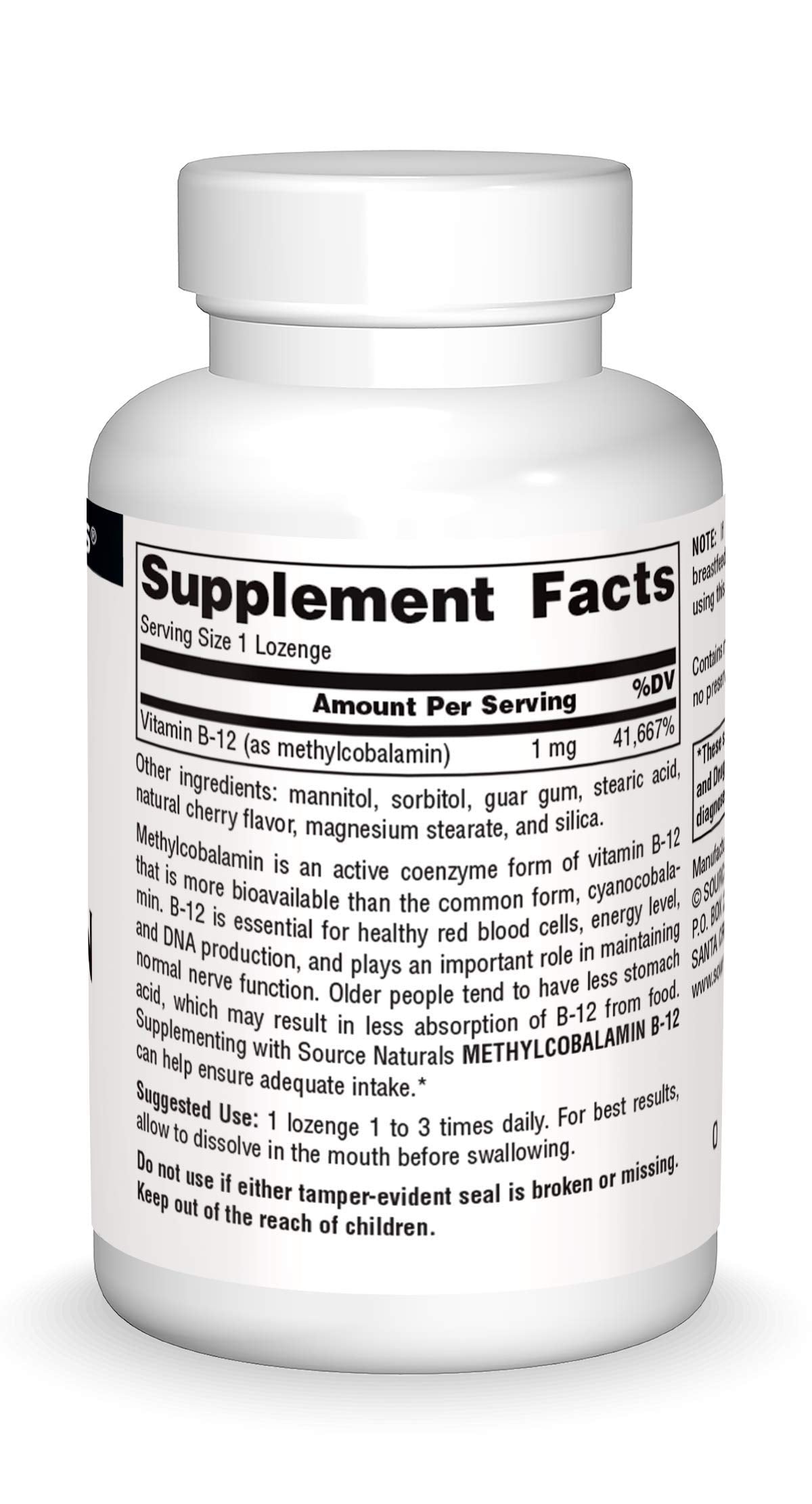 Close-up of a cherry-flavored B-12 lozenge