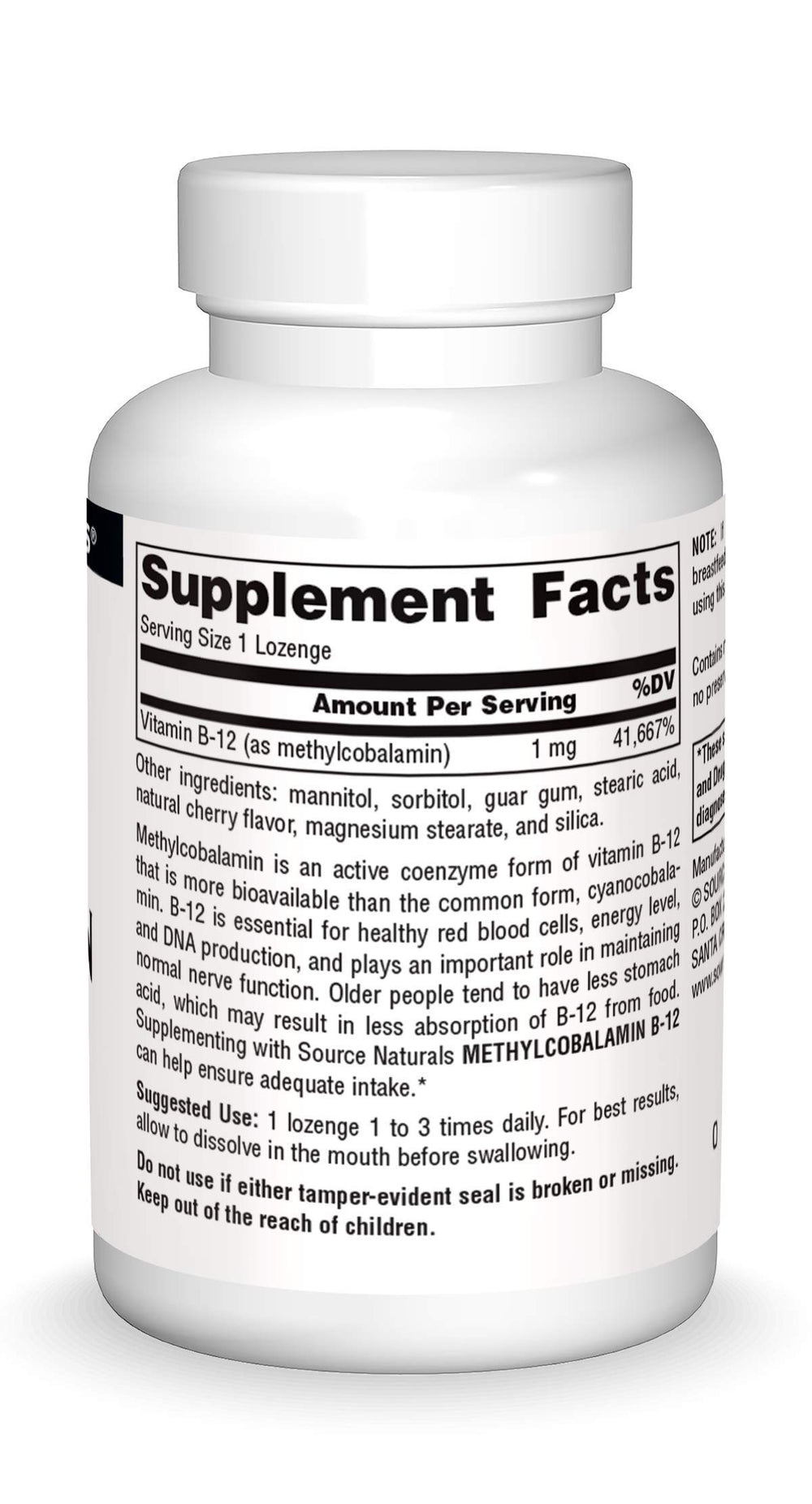 Close-up of a cherry-flavored B-12 lozenge