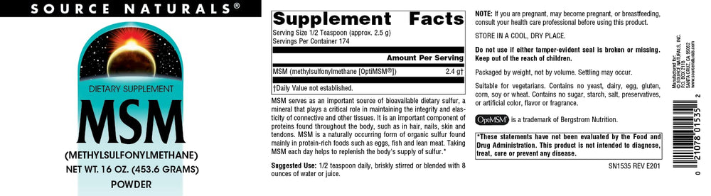 MSM powder dissolving in water