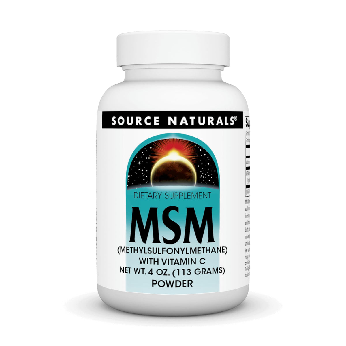 Source Naturals MSM with Vitamin C powder front view