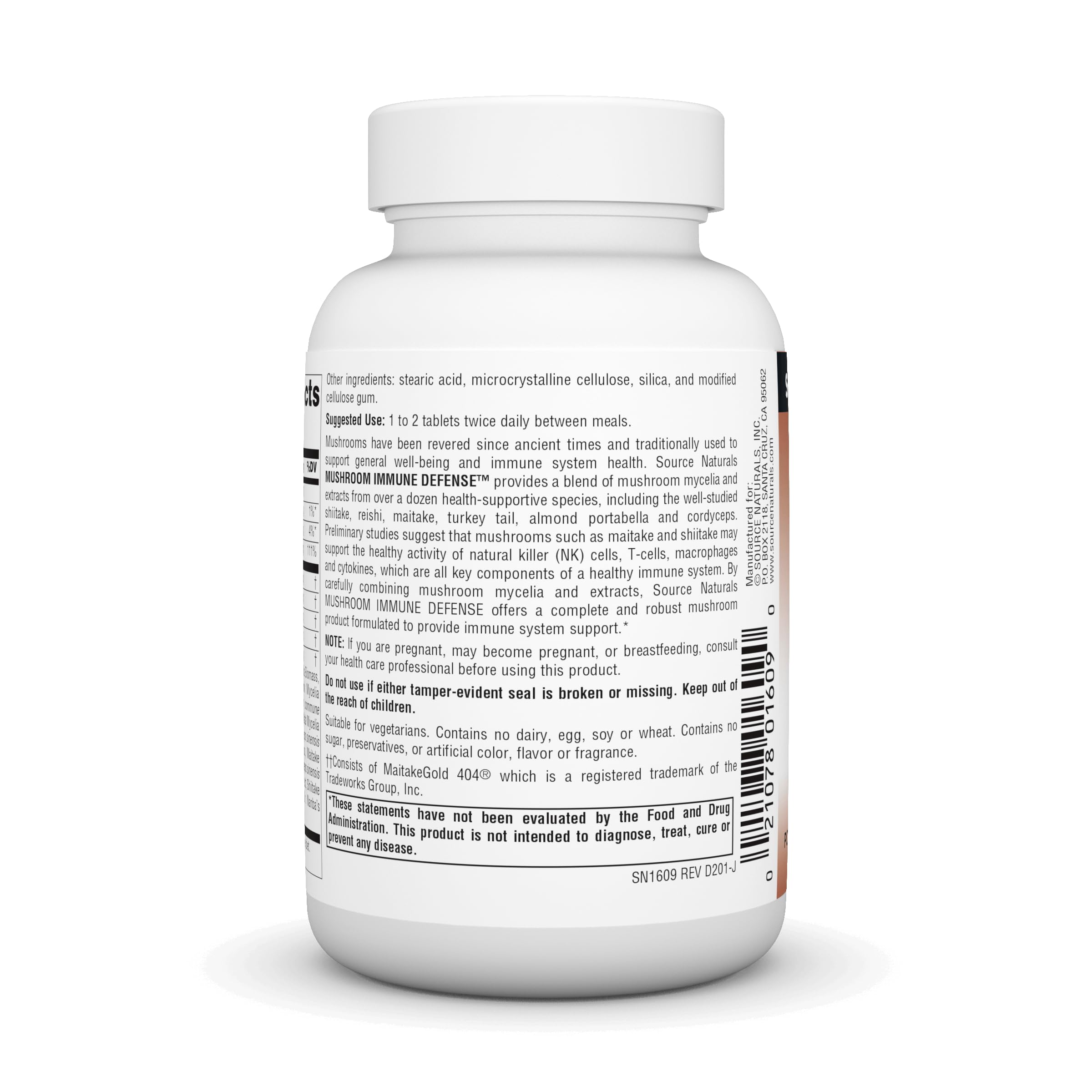 Close-up of Mushroom Immune Defense tablets (60-count)