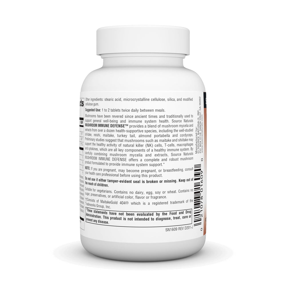 Close-up of Mushroom Immune Defense tablets (60-count)