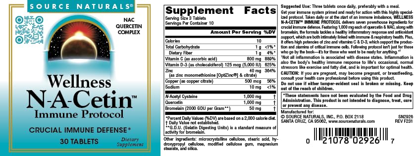 Dosage directions for N-A-Cetin Immune Protocol