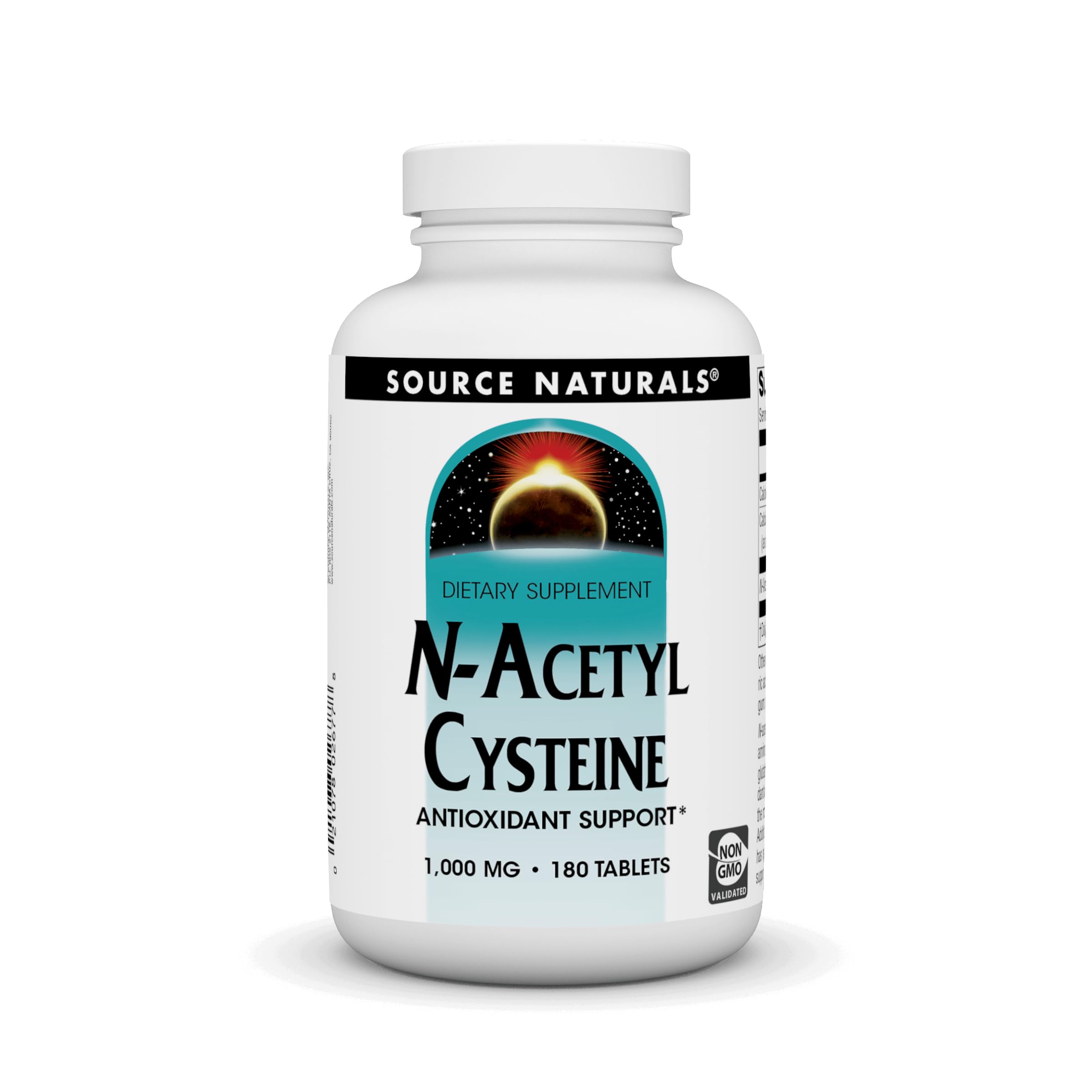 Bottle of Source Naturals N-Acetyl Cysteine 1000 mg 180 tablets